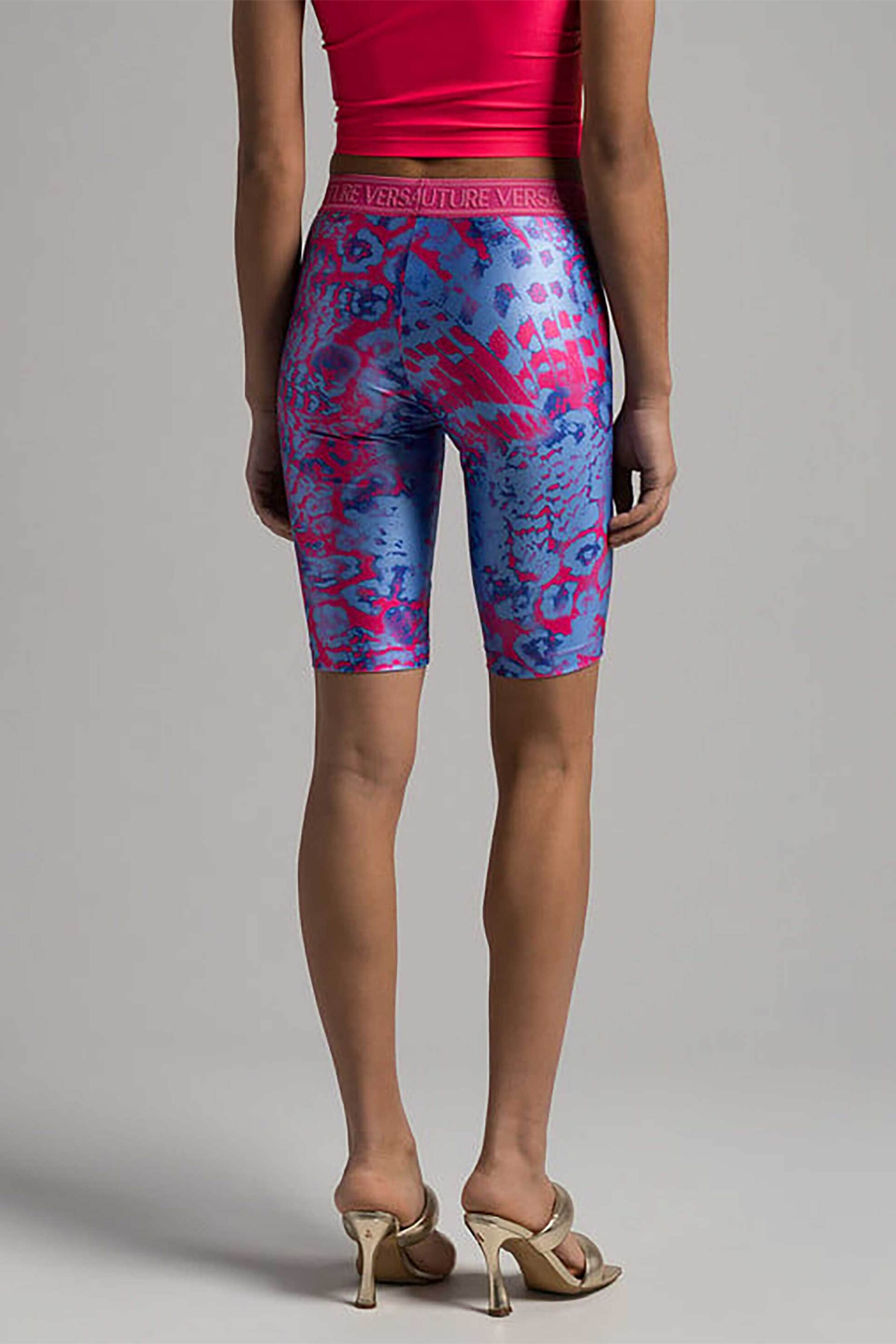 Versace Jeans Couture Γυναικείο Biker Κολάν με All-Over Print Και Ελαστική Μέση - 76Hac106Js289 Πολύχρωμο