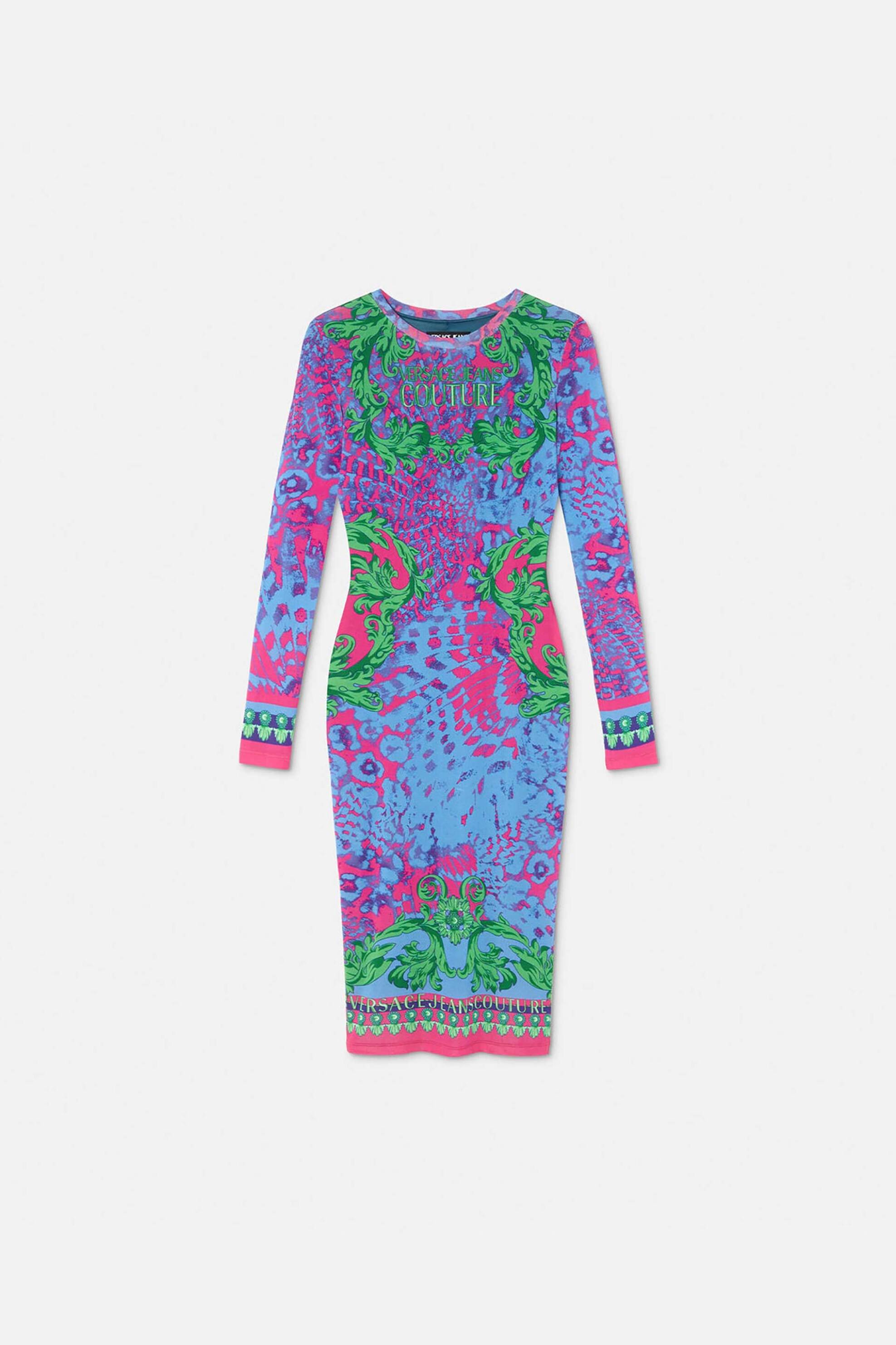 Versace Jeans Couture γυναικείο midi φόρεμα με all-over abstract print και contrast logo print - 76HAO9P8JS331 Πολύχρωμο