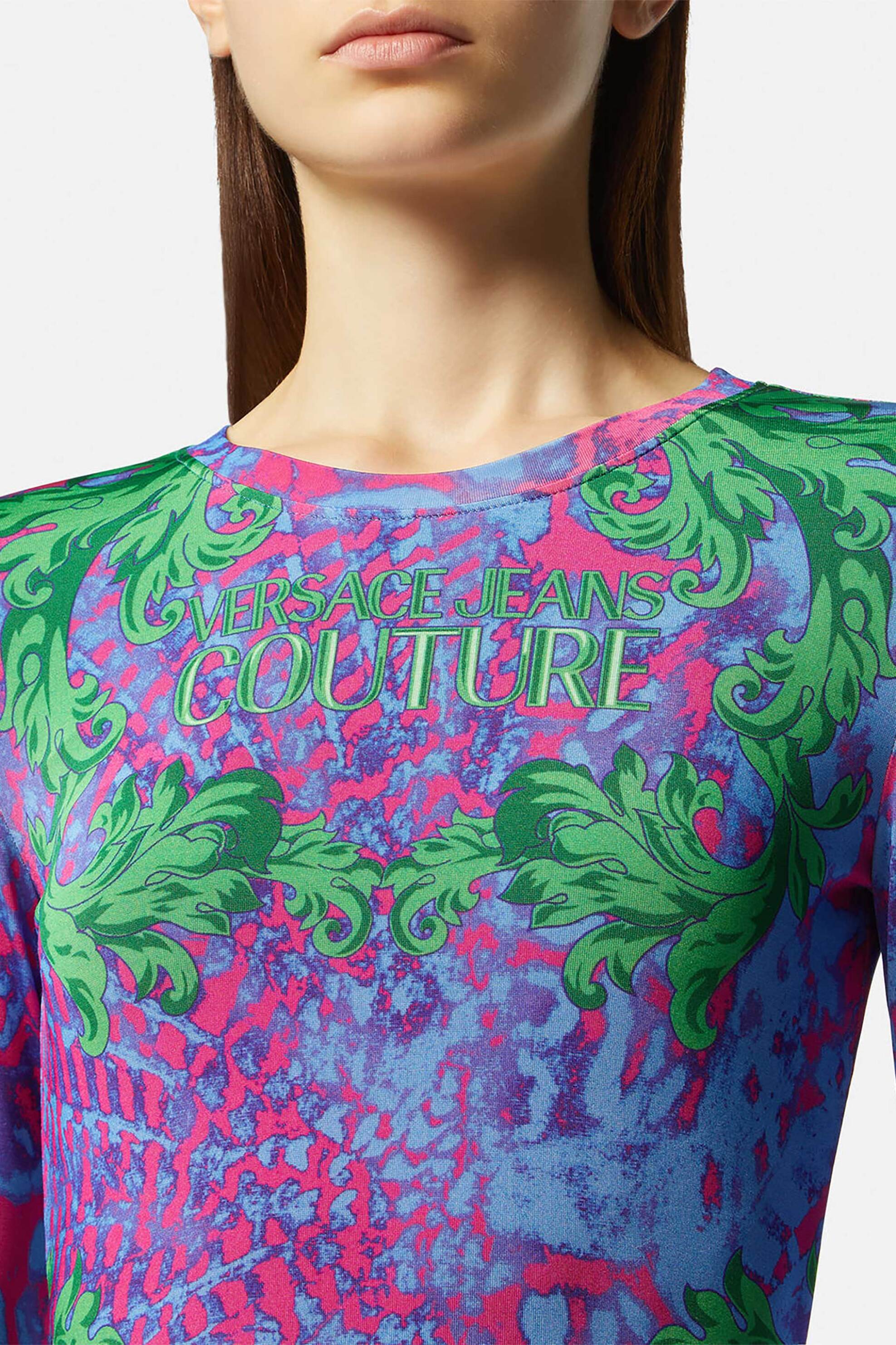 VERSACE JEANS COUTURE Versace Jeans Couture γυναικείο midi φόρεμα με all-over abstract print και contrast logo print - 76HAO9P8JS331 Πολύχρωμο - 3