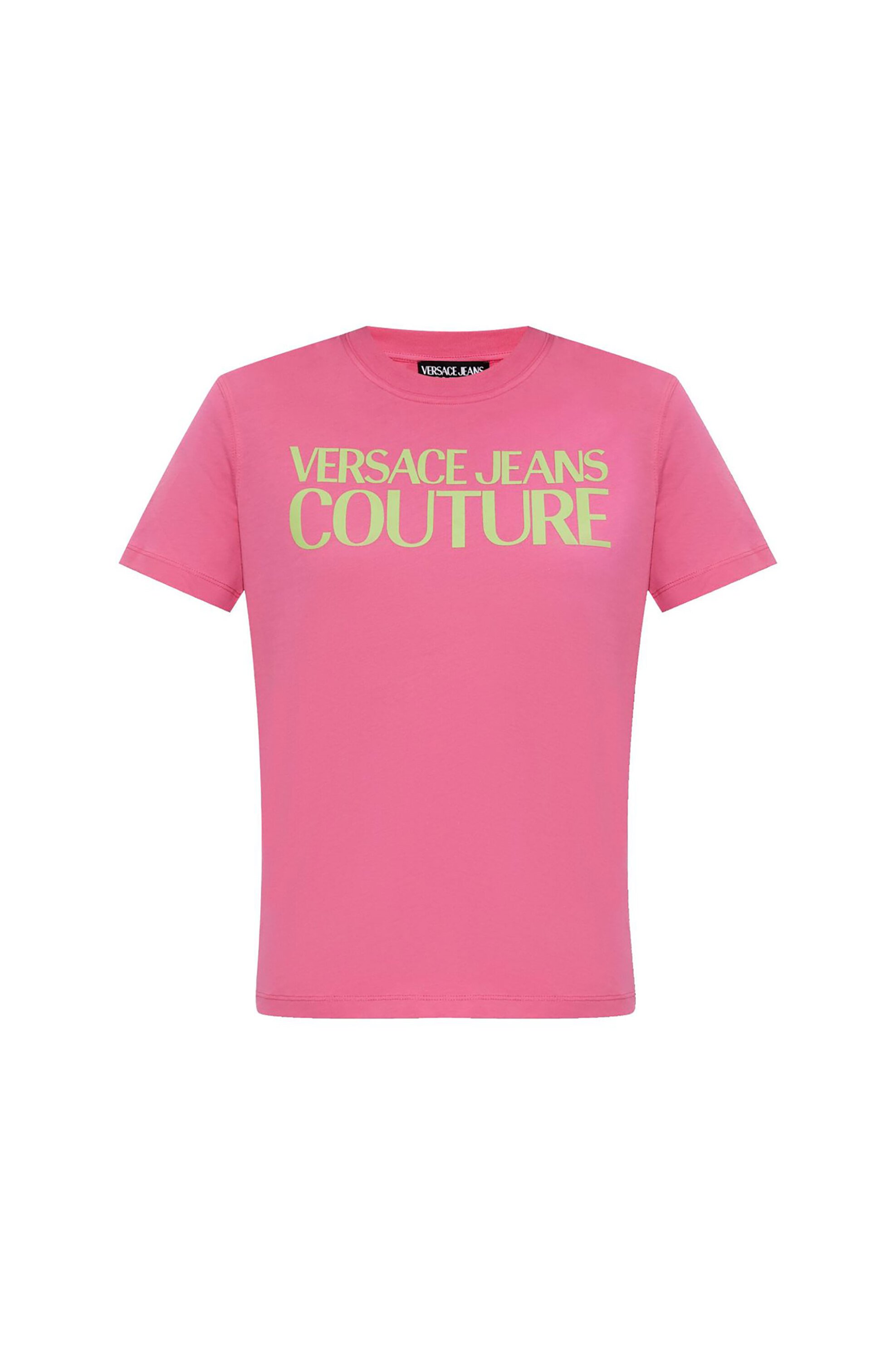 Versace Jeans Couture γυναικείο T-shirt με logo print - 78HAHE05CJ00E Ροζ Φλαμίνγκο