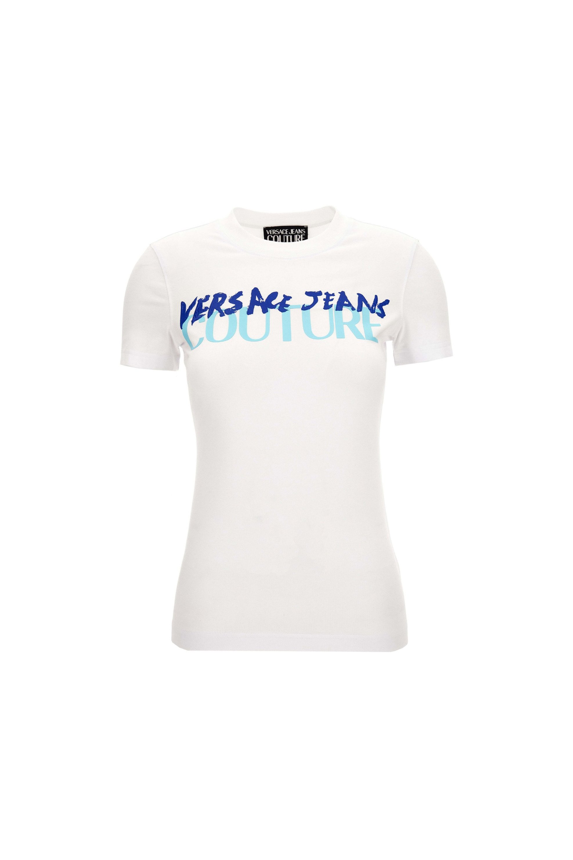 Versace Jeans Couture γυναικείο T-shirt με logo print - 78HAHE06CJ02E Λευκό
