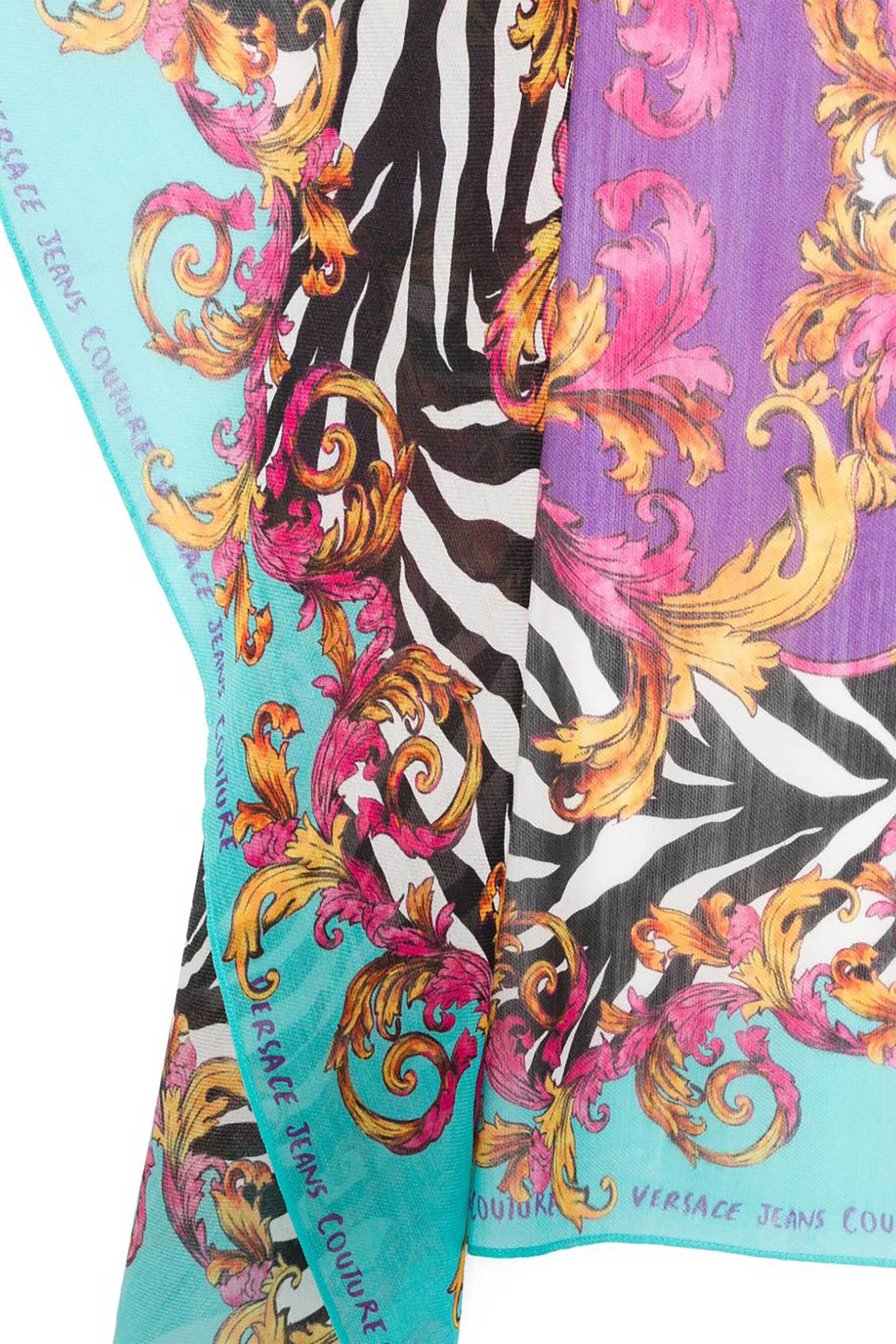 Versace Jeans Couture γυναικείο φουλάρι μεταξωτό με print "Barocco" - 78HA7H02ZG355 Ροζ φωτογραφία