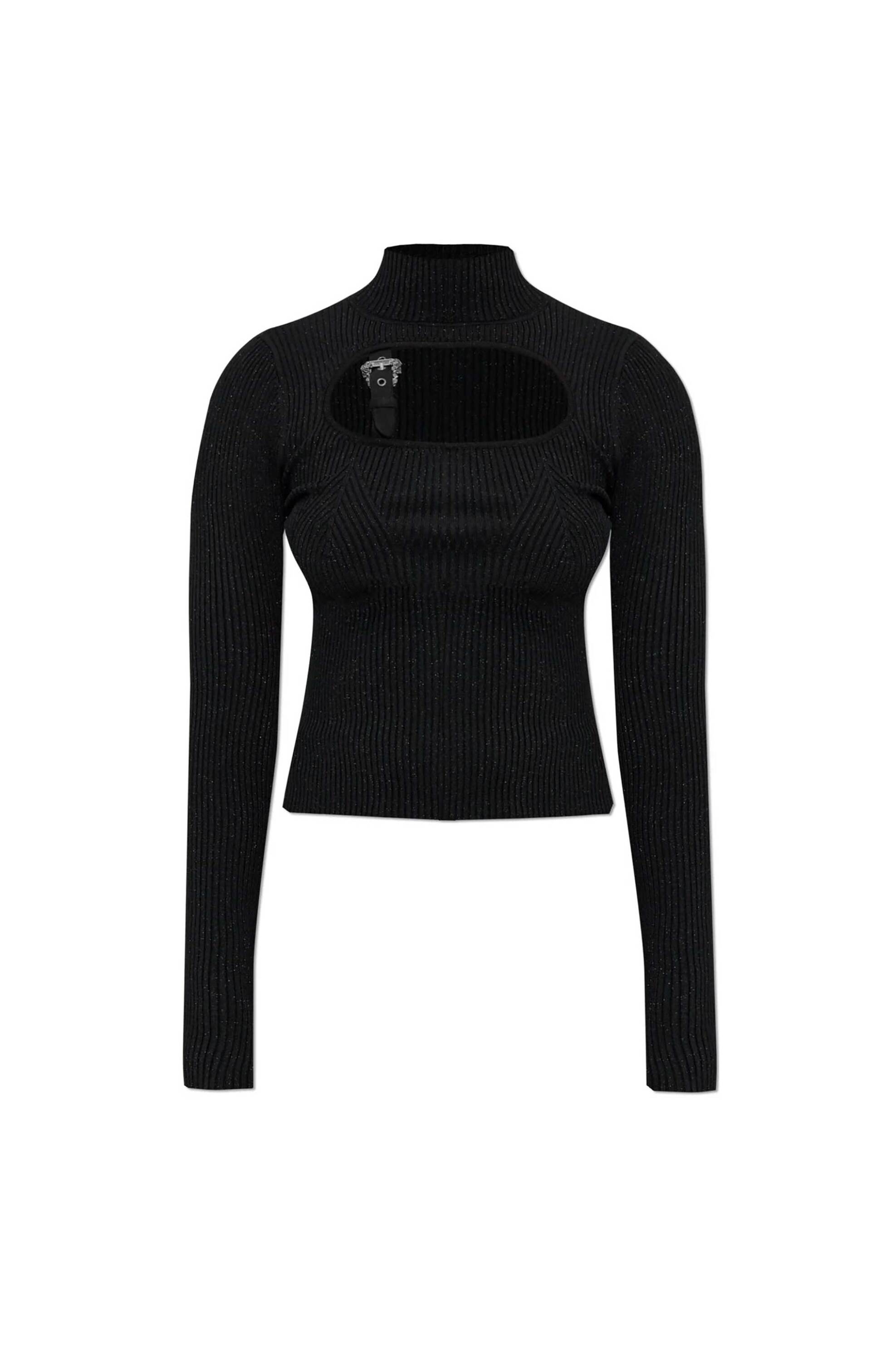 Versace Jeans Couture γυναικεία πλεκτή μπλούζα με cut out σχέδιο - 79HAFM16CMH23 Μαύρο