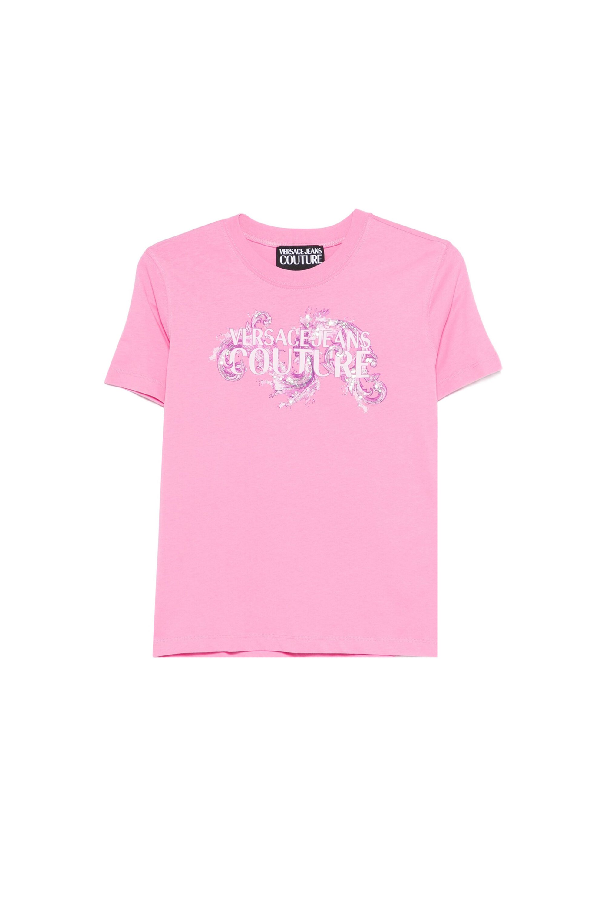 VERSACE JEANS COUTURE Versace Jeans Couture γυναικείο T-shirt με contrast logo print - 80HAHE02CJ00E Ροζ