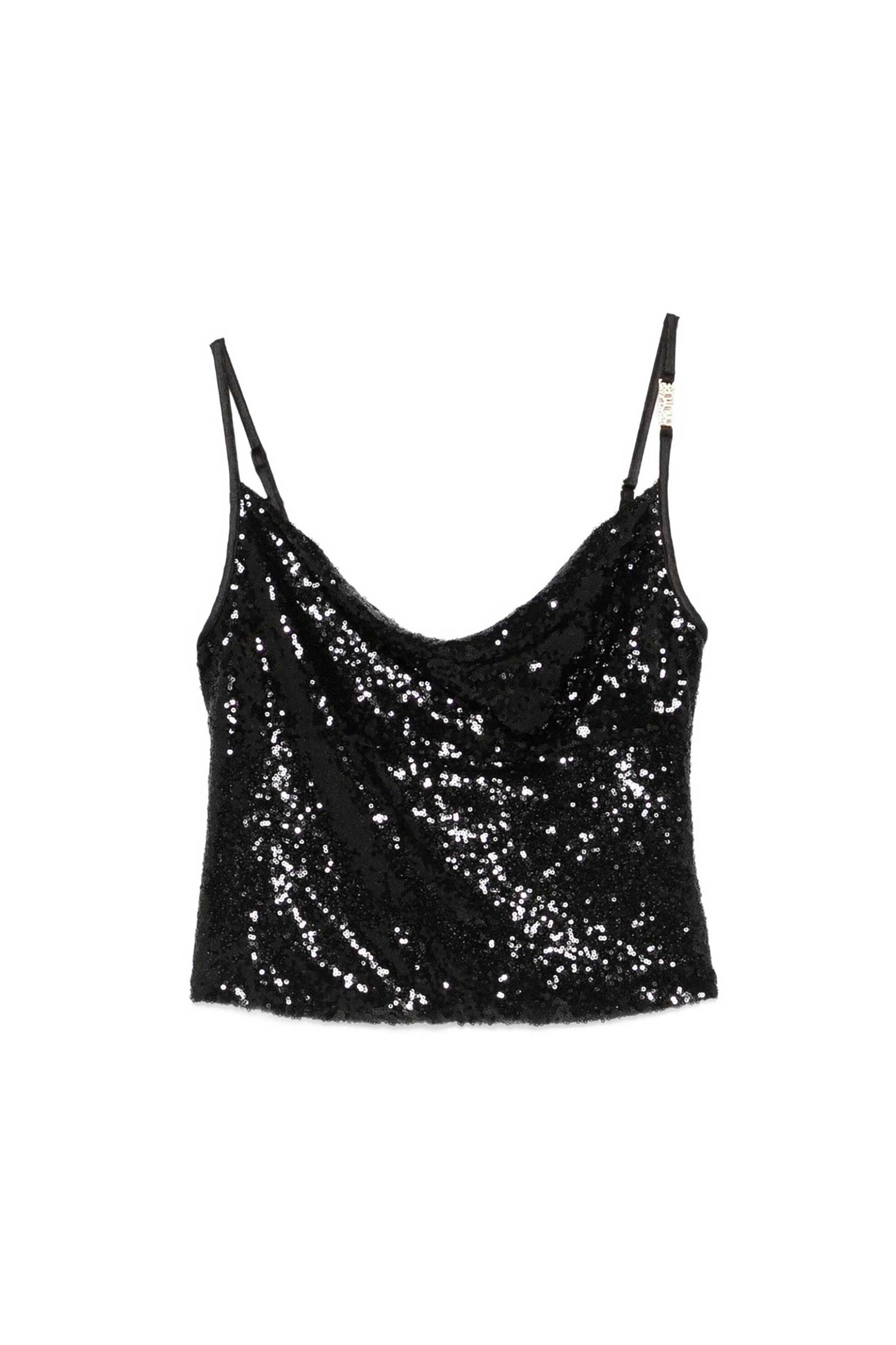 Versace Jeans Couture γυναικείο τοπ με παγιέτα - 80HAM236J0267 Μαύρο