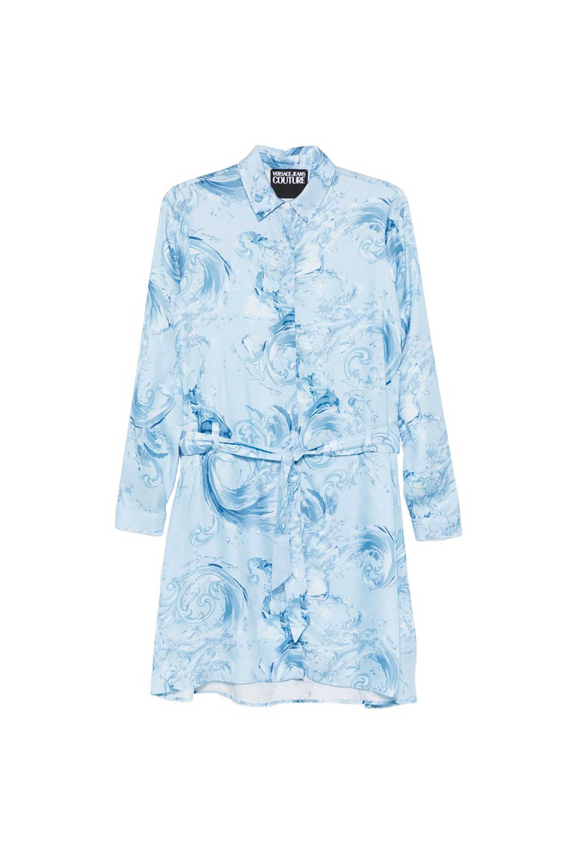Versace Jeans Couture γυναικείο φόρεμα σεμιζιέ με all-over print - 80HAO911NS757 Γαλάζιο
