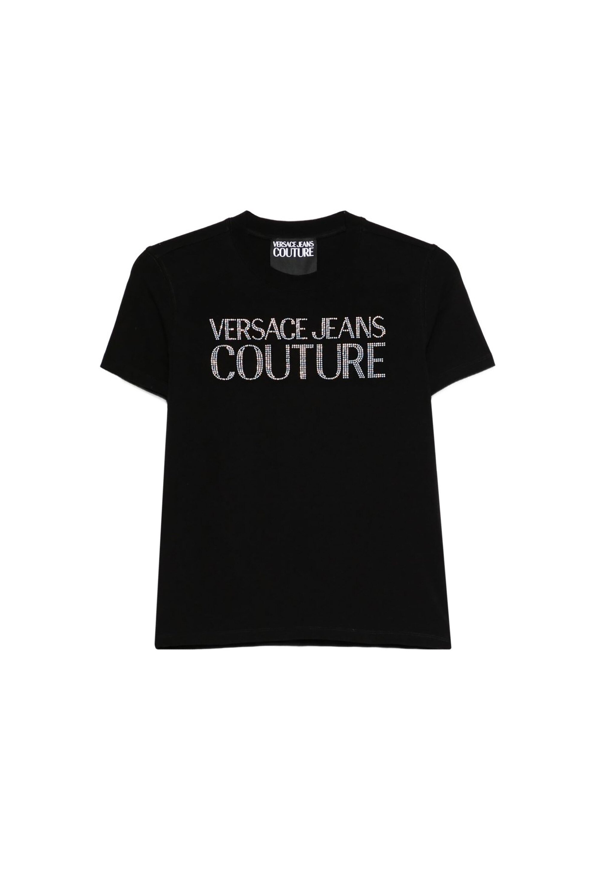 VERSACE JEANS COUTURE Versace Jeans Couture γυναικείο T-shirt με logo print και στρας - 80HAHT09CJ03T Μαύρο