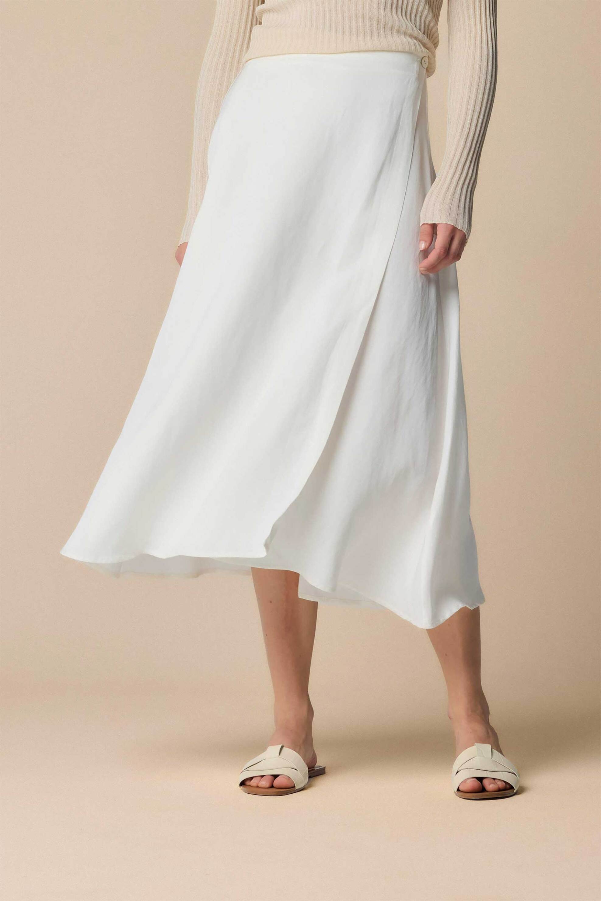Kocca γυναικεία midi φούστα wrap "Kastor" - P25PGO5982ABUN0000 Λευκό φωτογραφία