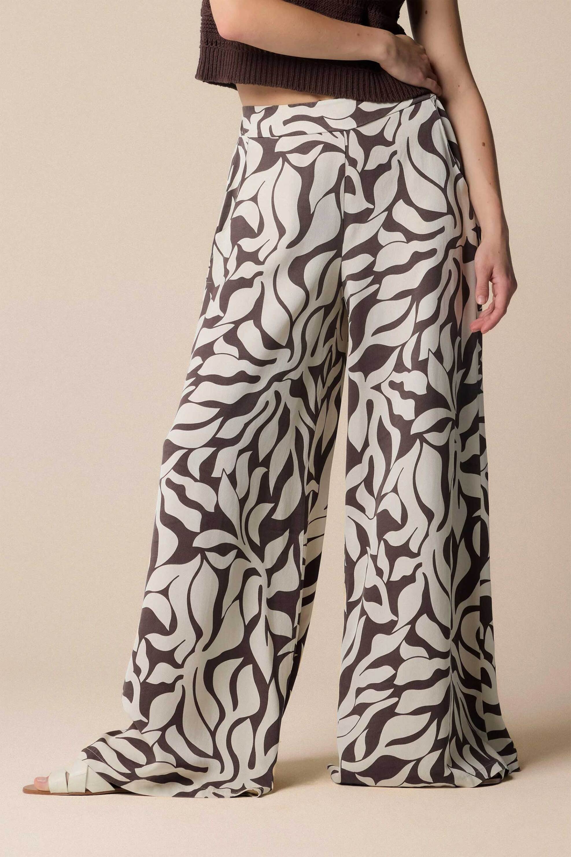 KOCCA Kocca γυναικείο παντελόνι εμπριμέ Loose fit "Elennys" - P25PPF5894ABFA0000 Καφέ