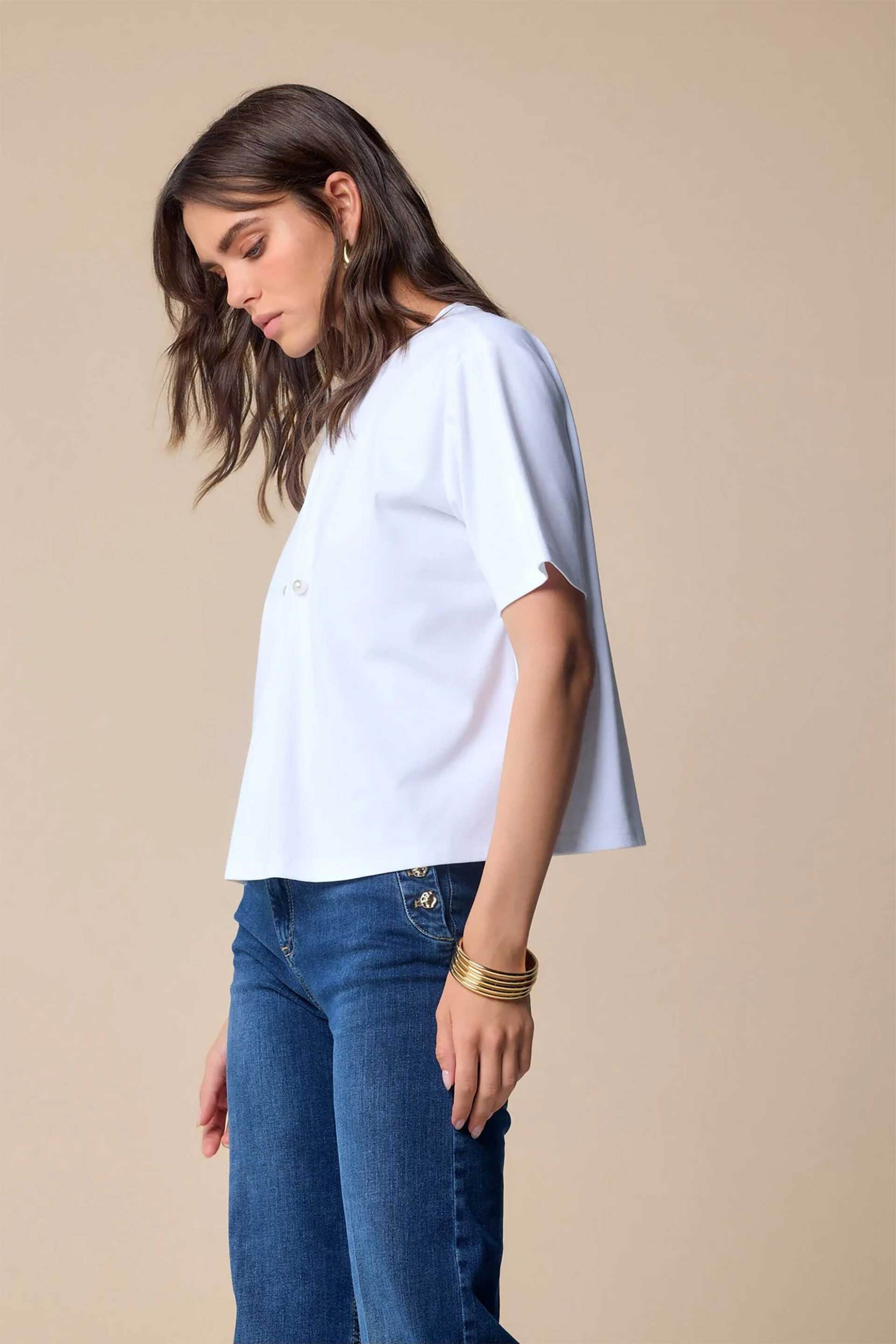 Kocca γυναικείο Τ-shirt με πέρλες "Filea" - P25PTS5736ABUN0000 Λευκό φωτογραφία