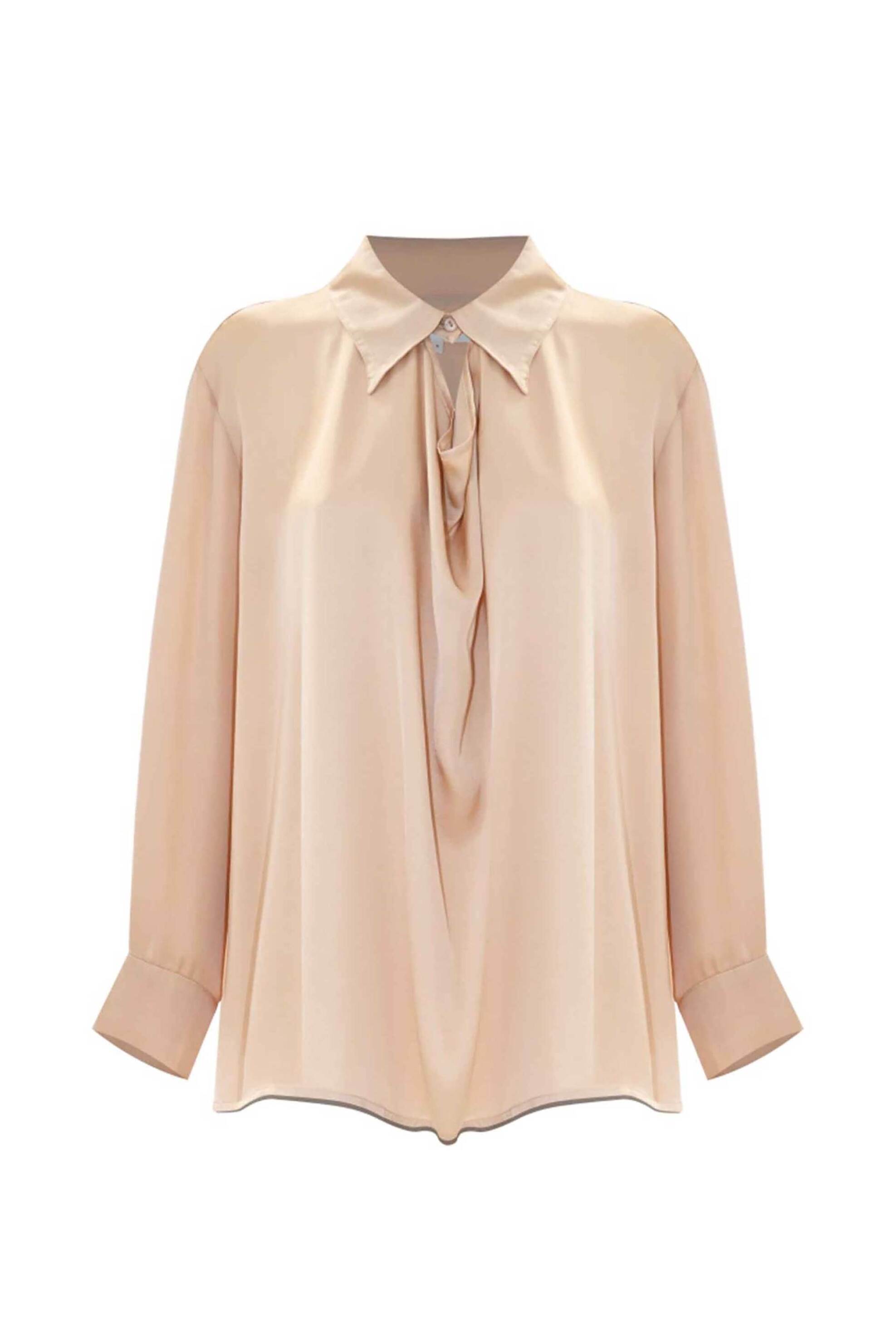 Kocca γυναικεία μπλούζα με ντραπέ λαιμόκοψη και γιακά "Ris"