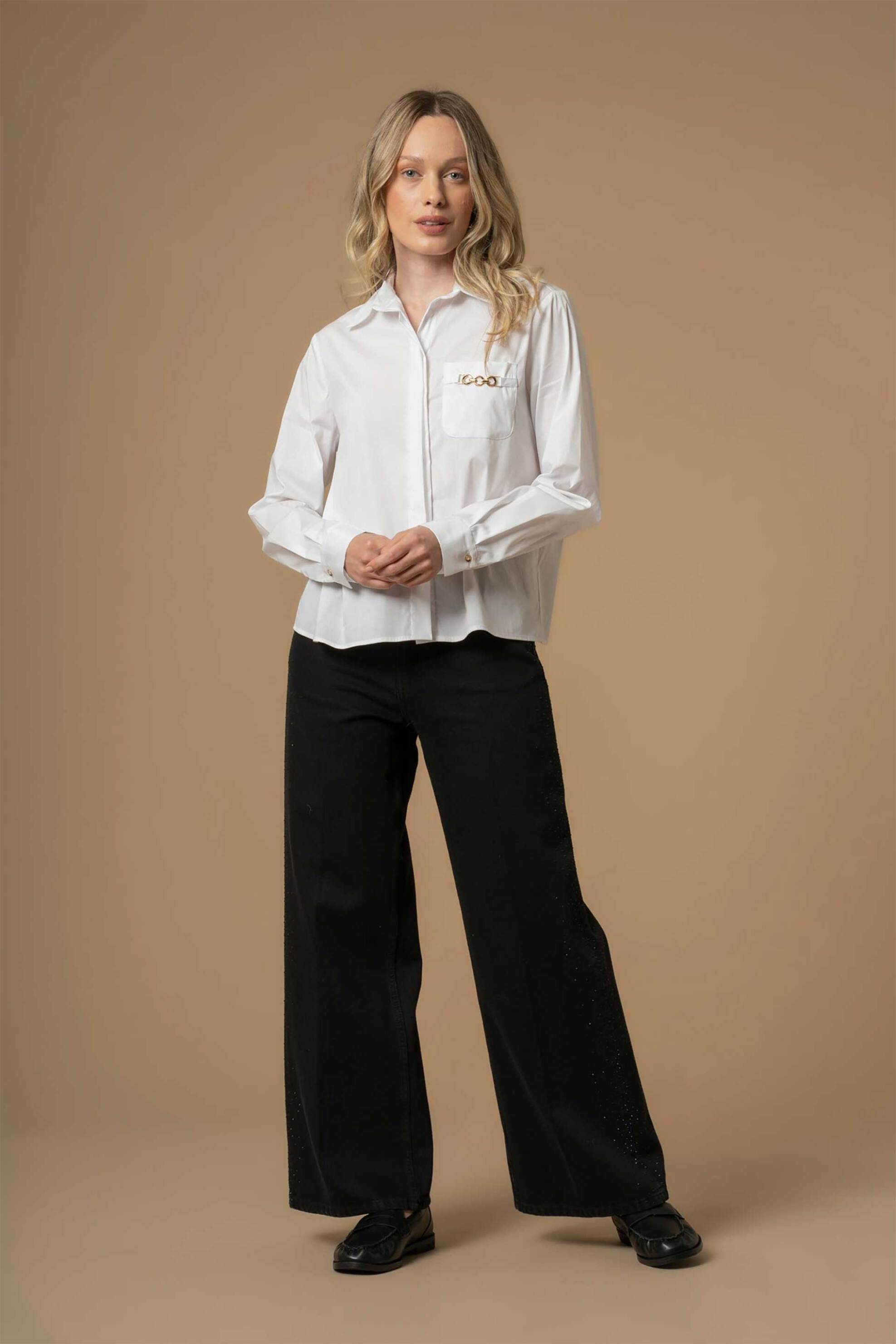 Kocca γυναικείο πουκάμισο με διακοσμητική χρυσή αλυσίδα "Ercolina"