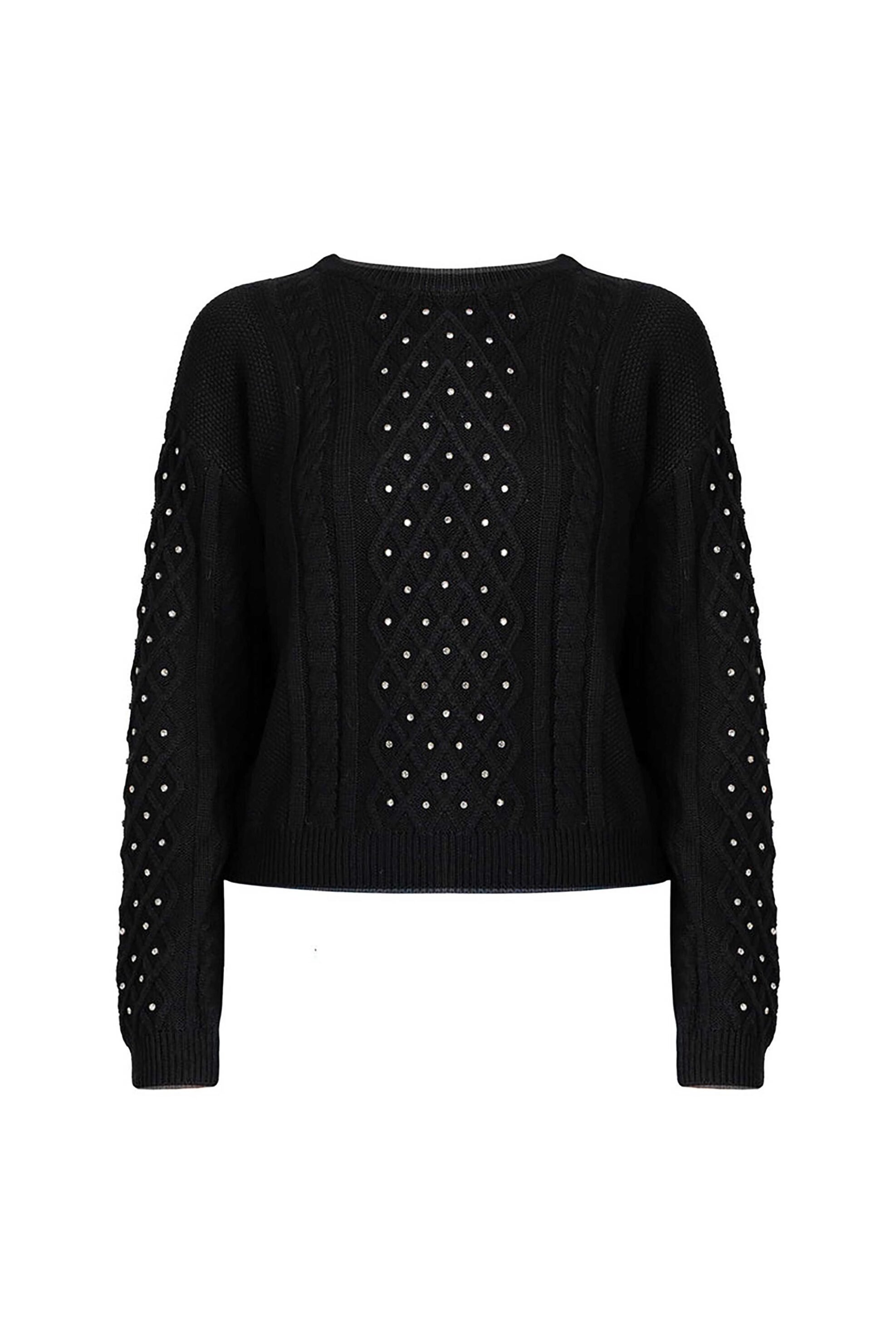 Kocca γυναικείο πουλόβερ μονόχρωμο με στρας Relaxed Fit "Emiliana"