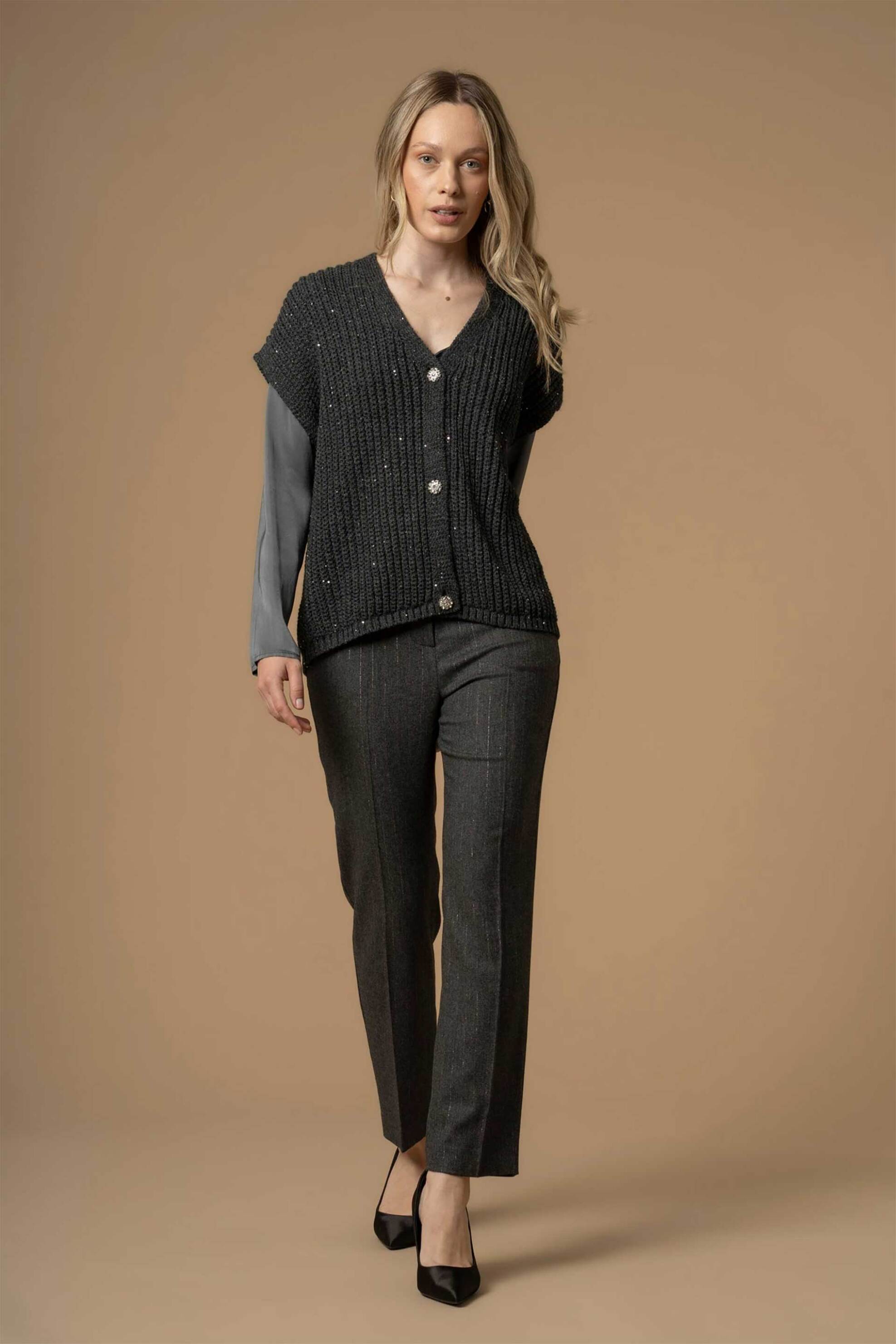 Kocca γυνακεία πλεκτή ζακέτα με στρας Relaxed Fit "Inisio" | L