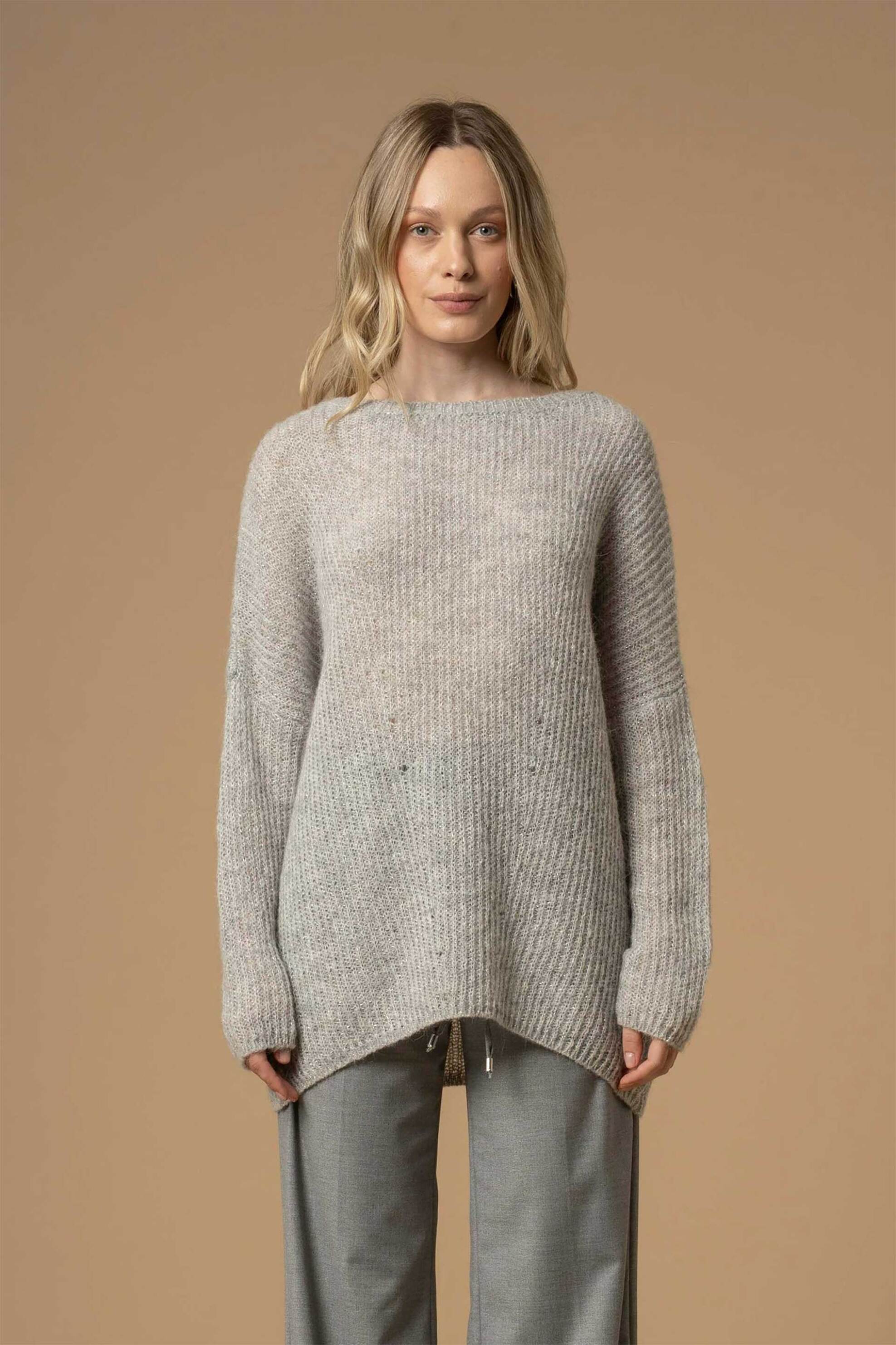 Kocca γυναικείο πουλόβερ μονόχρωμο Relaxed Fit "Iustia" - A25PMA7475ABUN0000 Γκρι