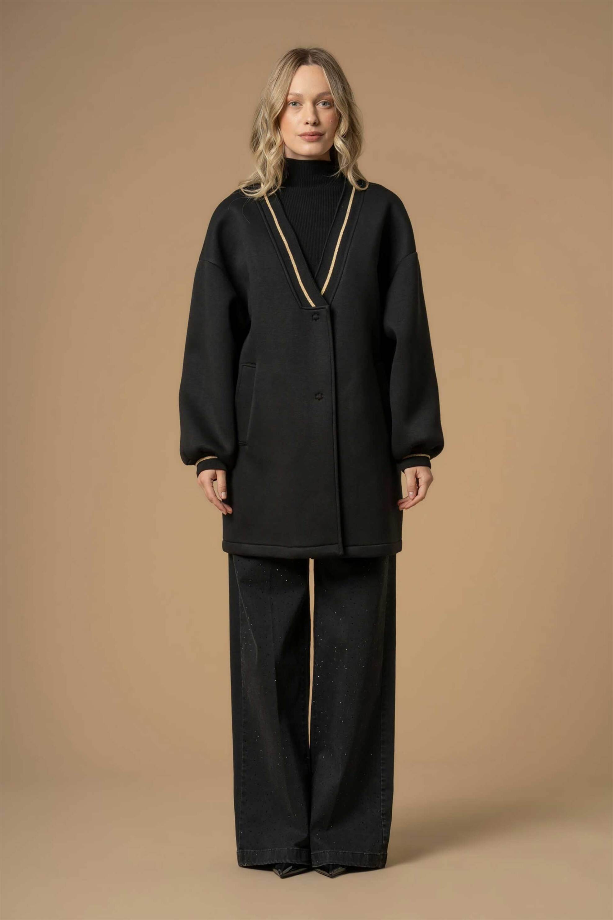 Kocca γυναικείο παλτό με μεγάλο γιακά και πλεκτό σχέδιο "Eilbert"