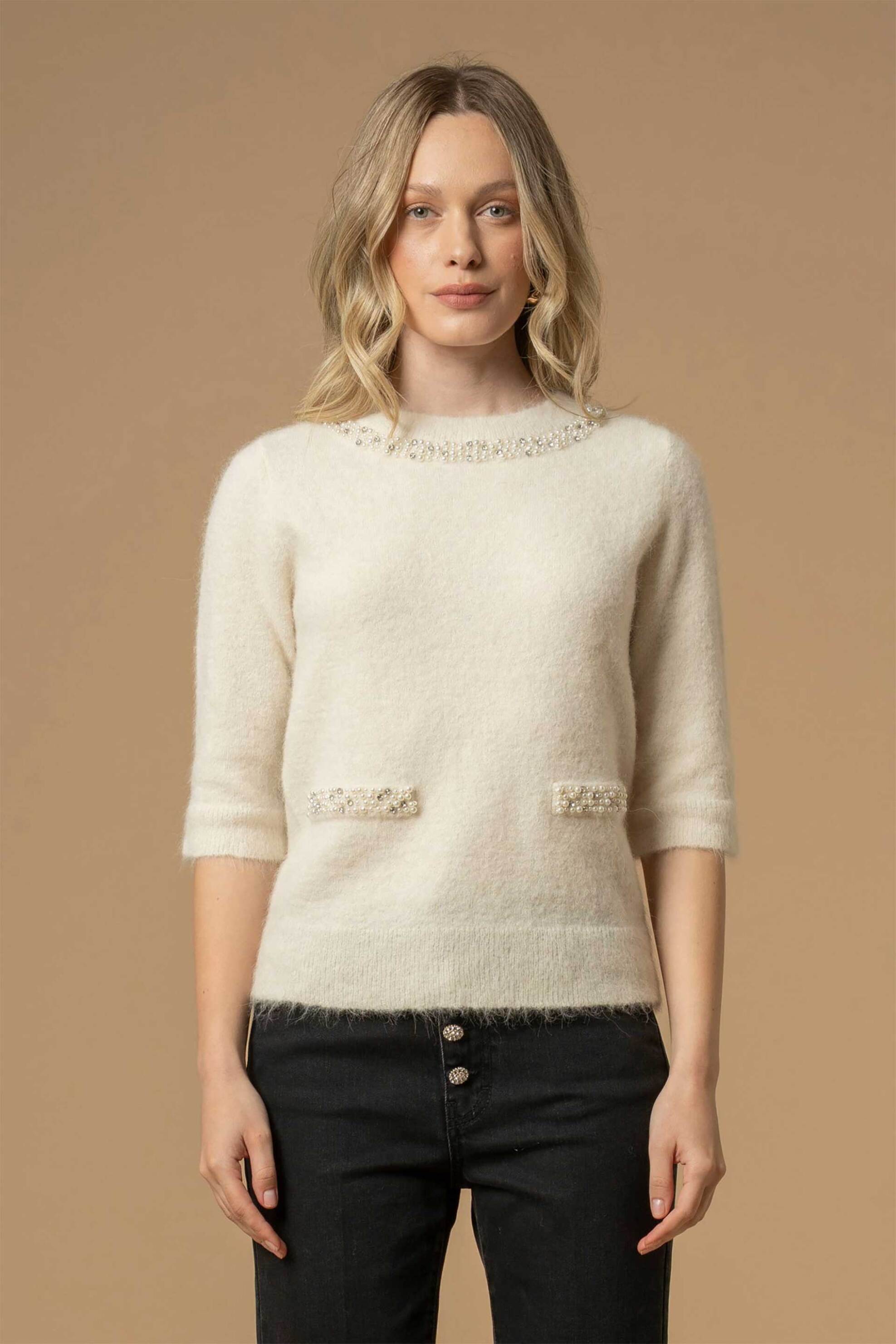 Kocca γυναικείο πουλόβερ με στρας Regular Fit "Anouska" | S