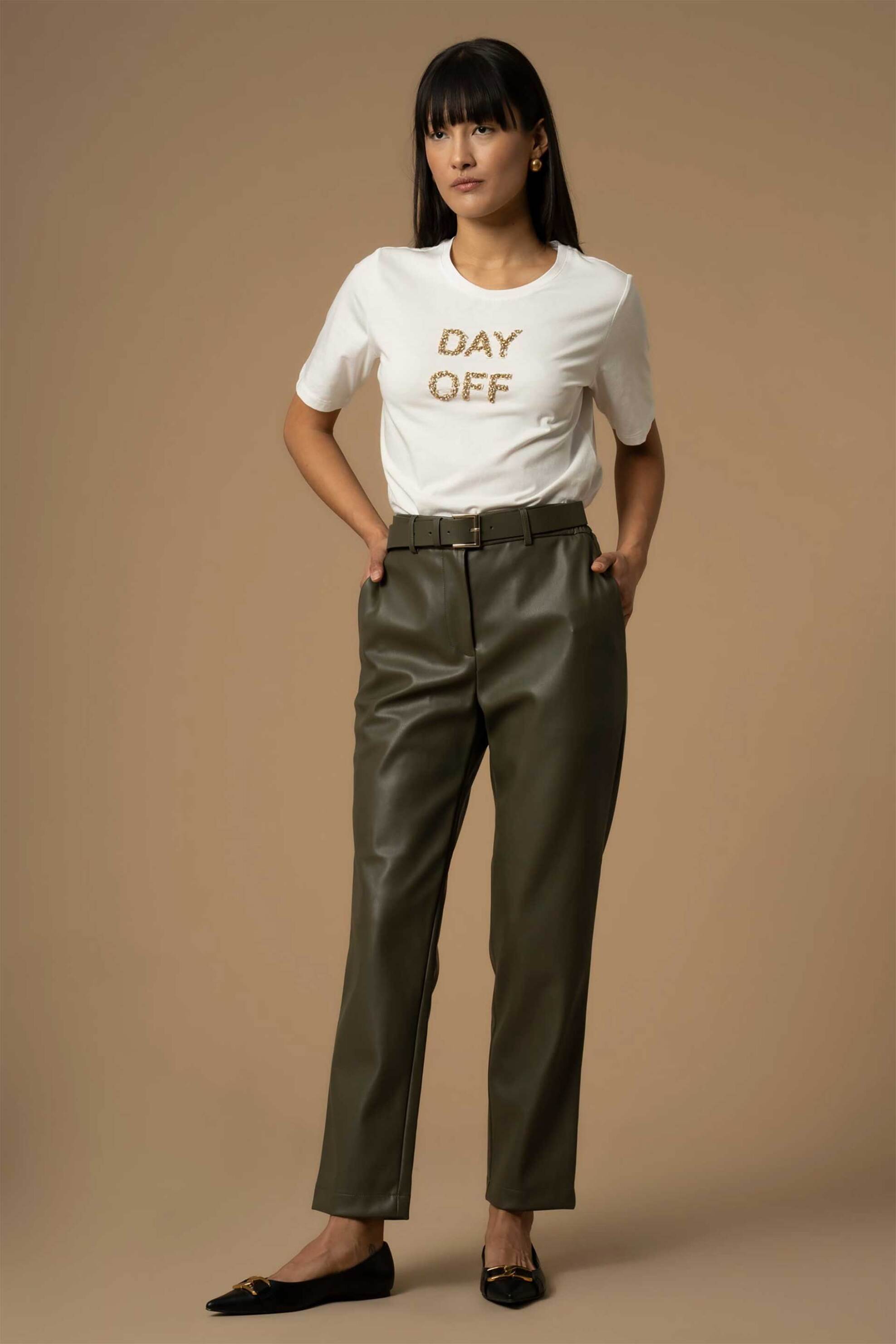 Kocca γυναικείο παντελόνι μονόχρωμο από faux δέρμα "Maritusa"