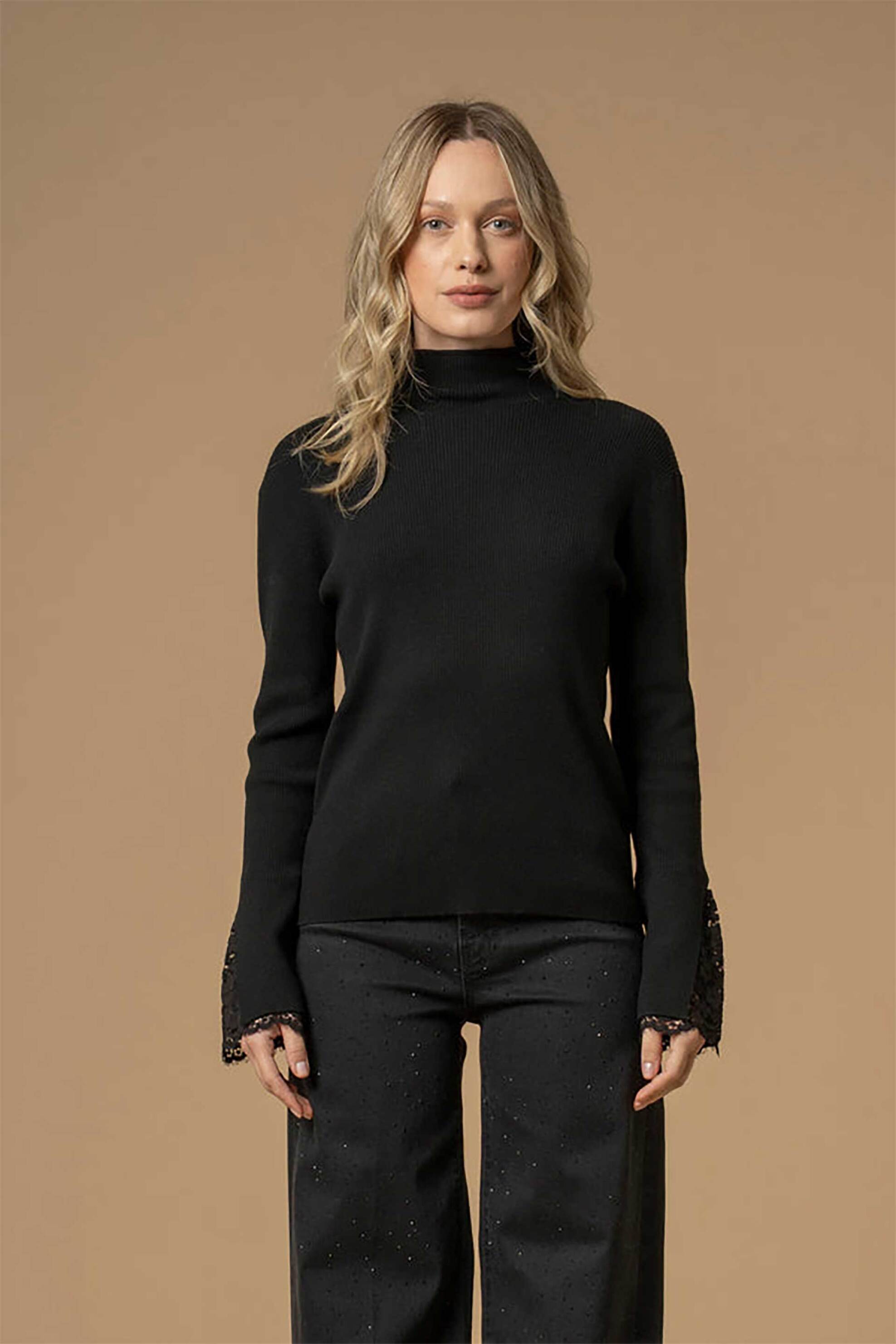 Kocca γυναικείο πουλόβερ ζιβάγκο με δαντέλα Regular Fit "Clarenna"