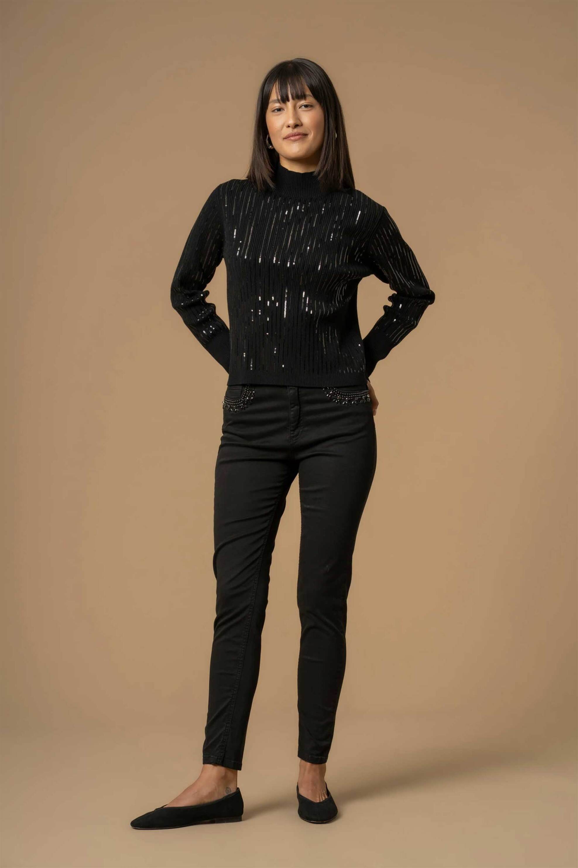 Kocca γυναικείο πουλόβερ ζιβάγκο με στρας Regular Fit "Clarenna"