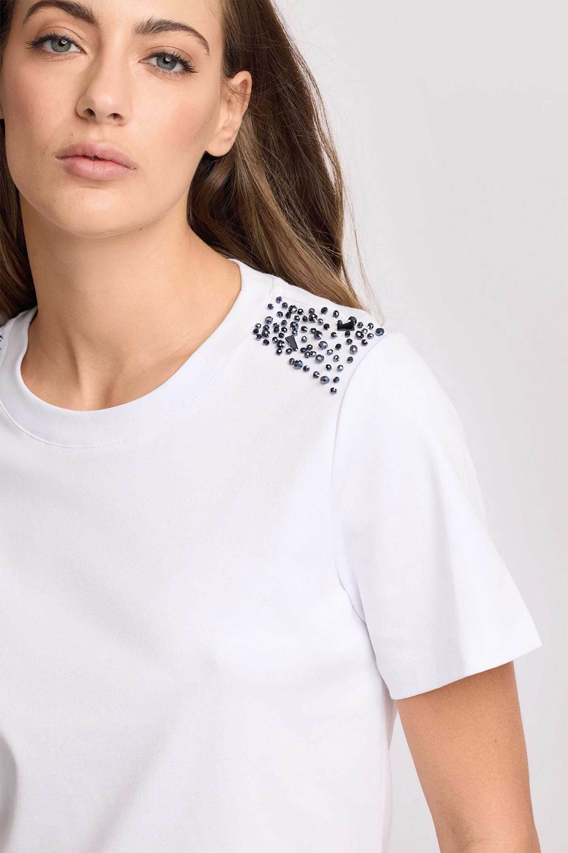KOCCA Kocca γυναικείο T-shirt με διακοσμητικές πέτρες "Mariacristina" - P26PTS8362ABUN0000 Λευκό - 2
