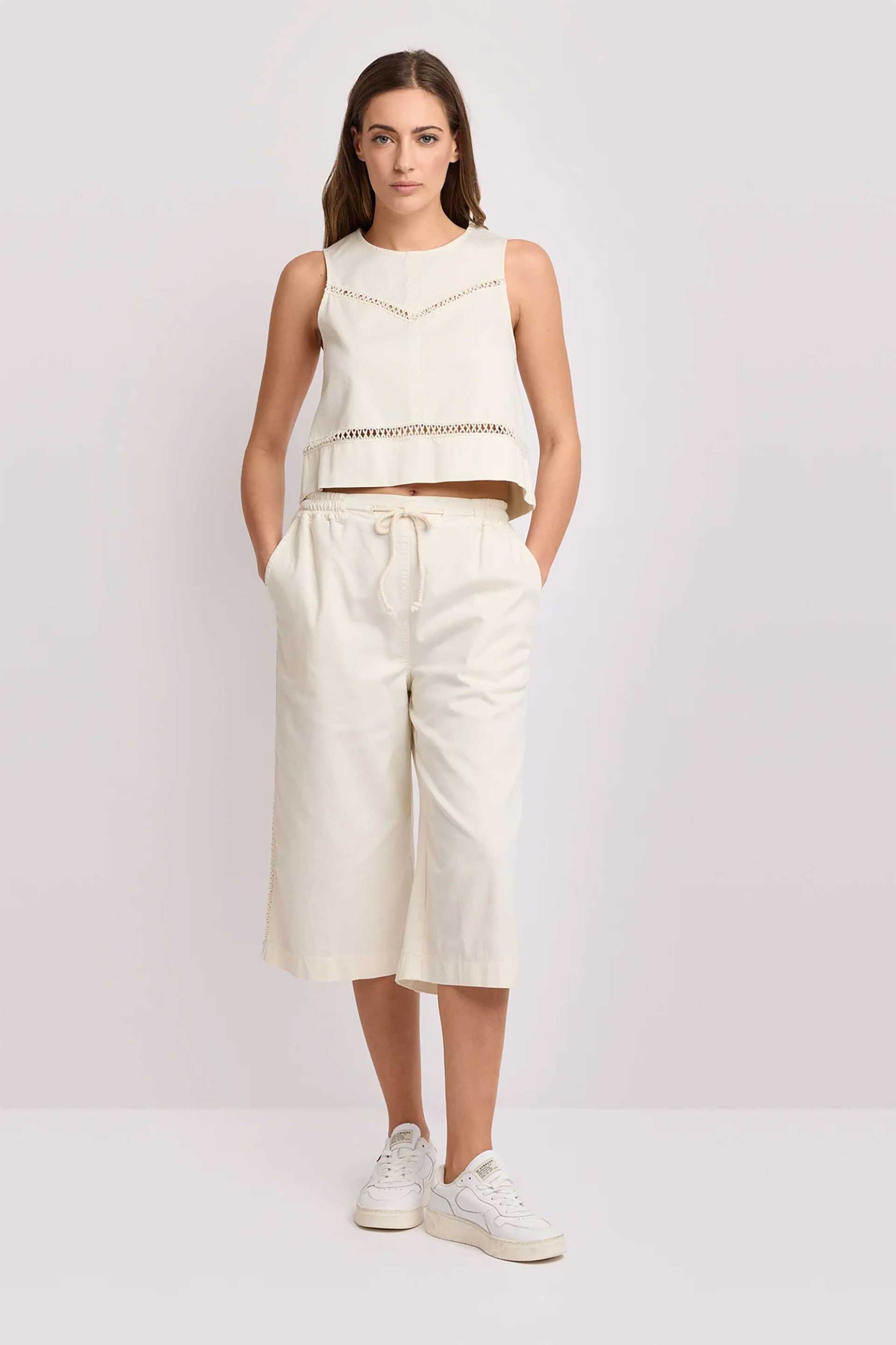 KOCCA Kocca γυναικεία μακριά βερμούδα με ελαστική μέση "Mamelta" - P26PSH8626ABUN0000 Κρέμ