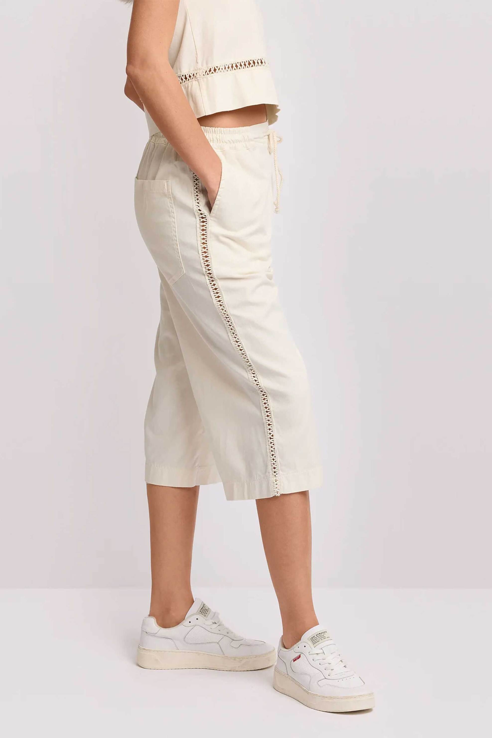 Kocca γυναικεία μακριά βερμούδα με ελαστική μέση "Mamelta" - P26PSH8626ABUN0000 Κρέμ φωτογραφία