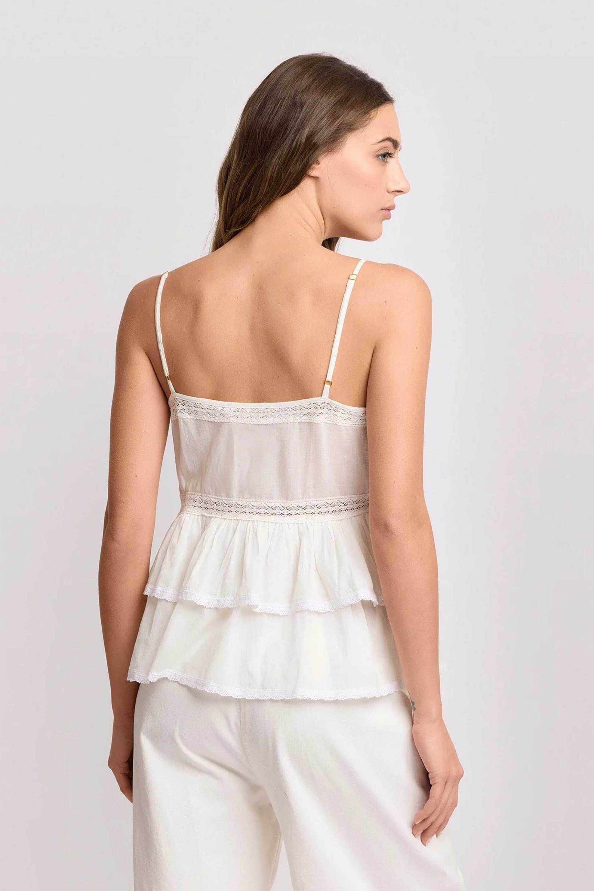 Kocca γυναικείο τοπ με βολάν και κεντήματα "Marylvetia" - P26PTP8255ABUN0000 Λευκό φωτογραφία