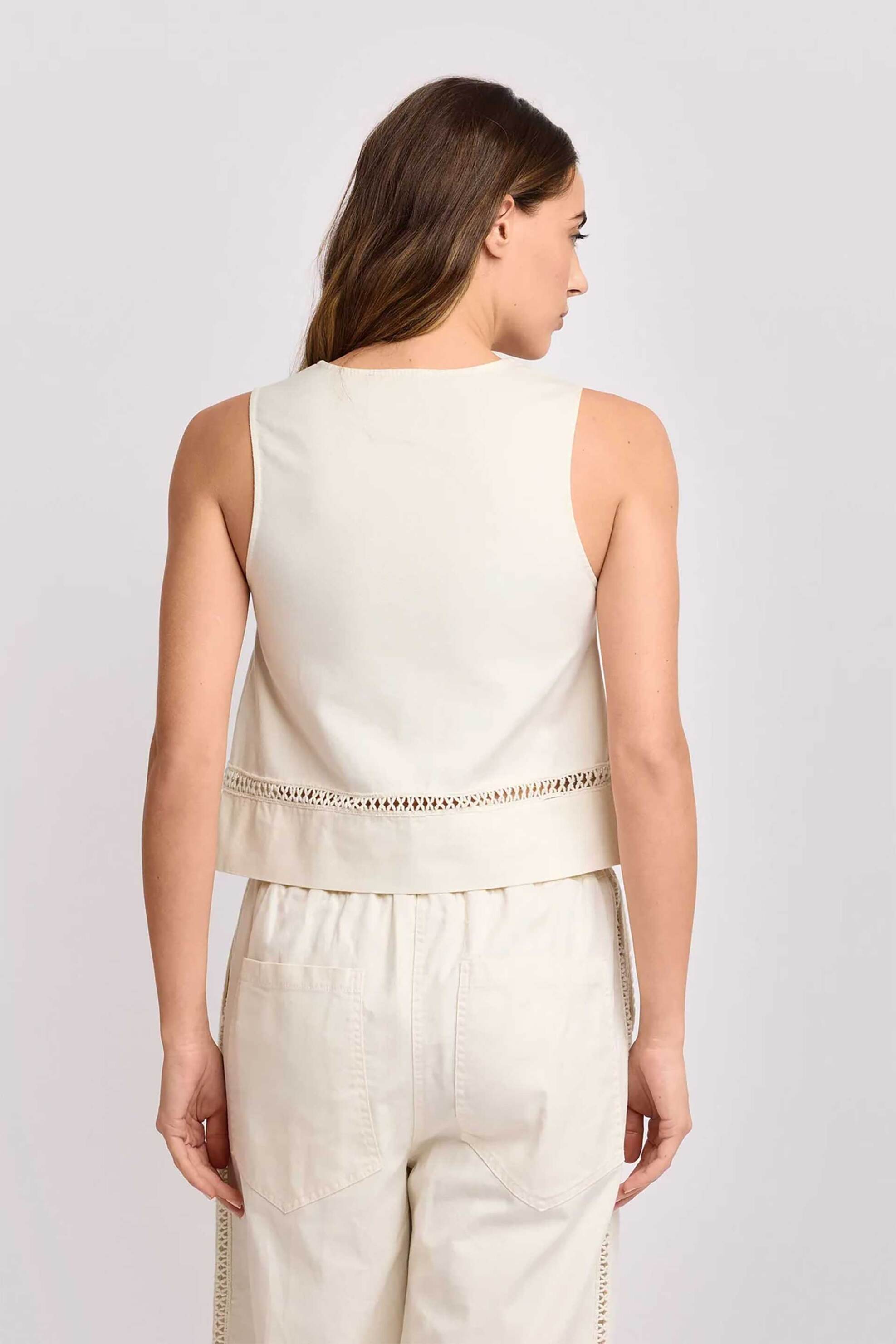 Kocca γυναικείο cropped τοπ με διάτρητες λεπτομέρειες "Malban" - P26PTP8619ABUN0000 Κρέμ φωτογραφία