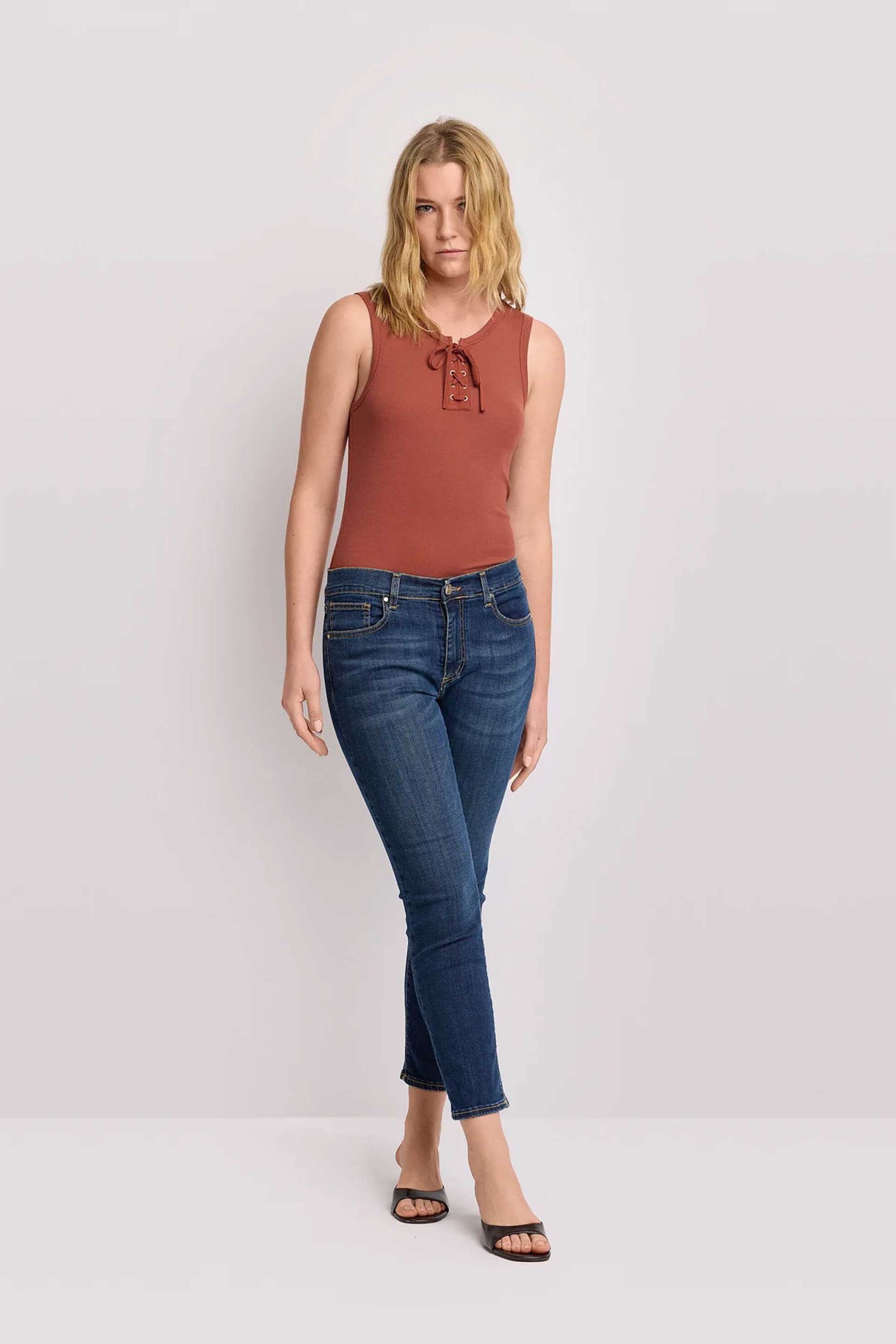 KOCCA Kocca γυναικείο τζιν παντελόνι πεντάτσεπο cropped Skinny Fit "Germar" - P26PPD8400ABUN0000 Denim Blue Σκούρο