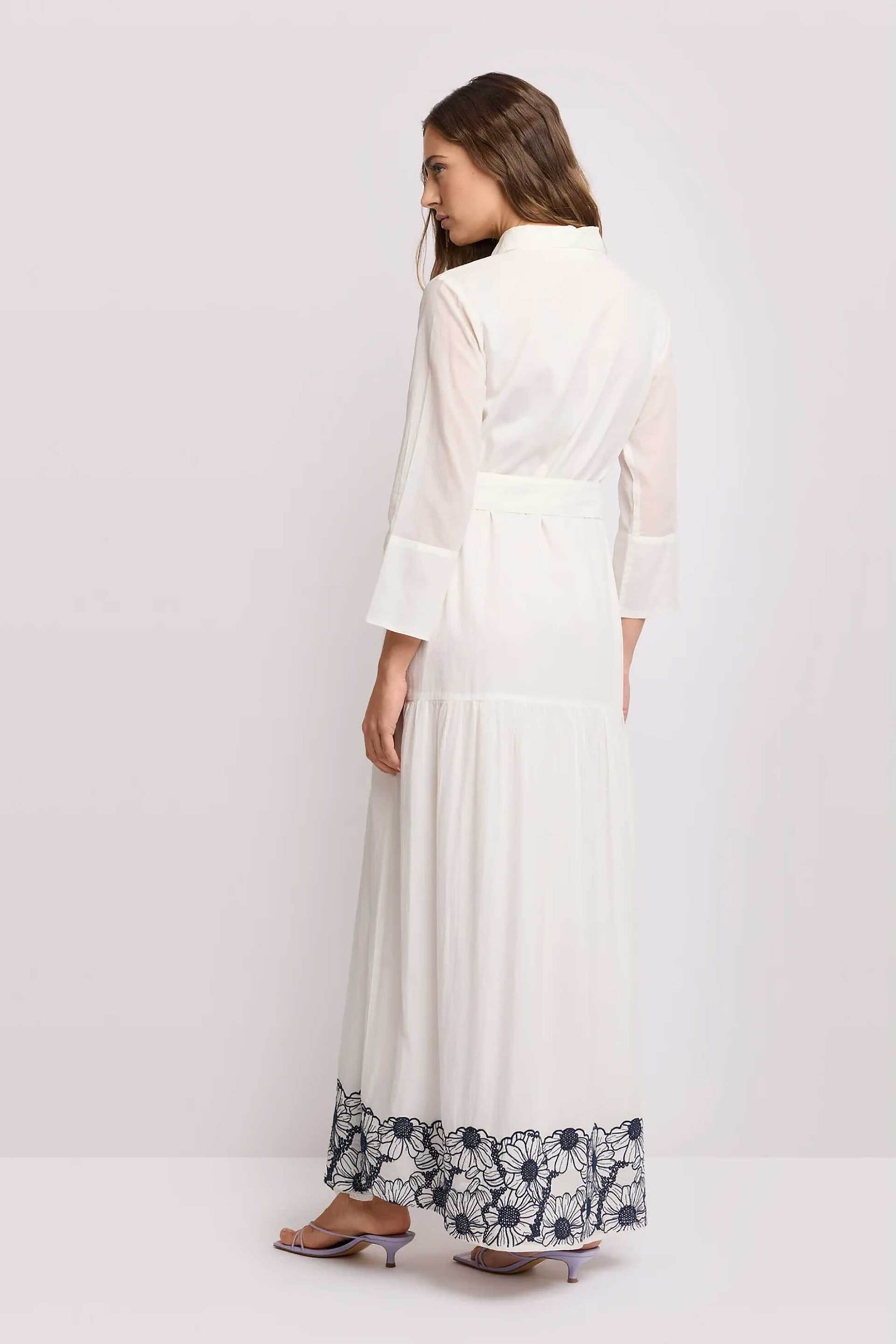 Kocca γυναικείο maxi φόρεμα σεμιζιέ με floral κεντήματα "Liberato" - P26PAB8678ABUN0000 Λευκό φωτογραφία