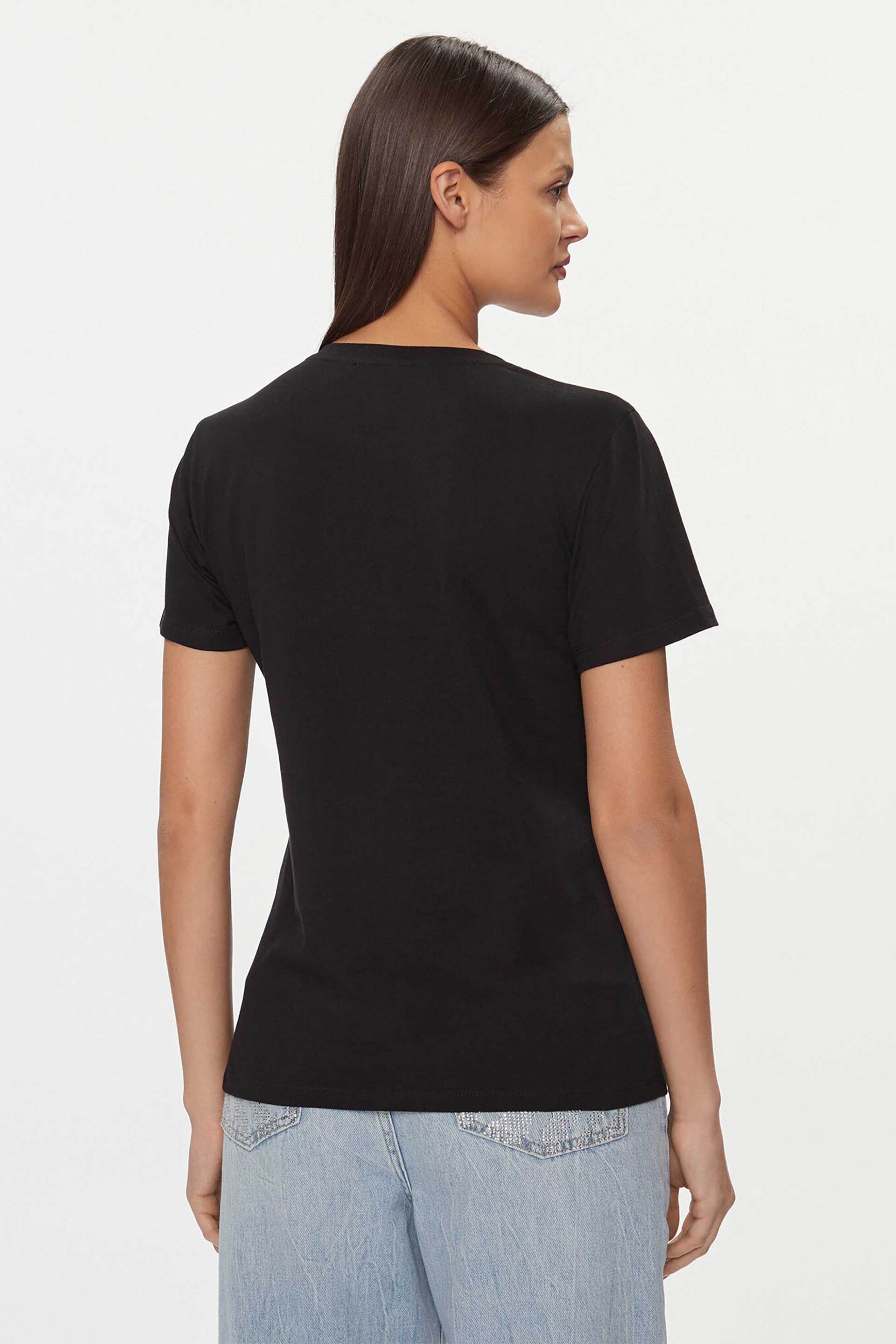 Patrizia Pepe γυναικείο T-shirt με λογότυπο από strass Regular Fit - 8M1599 Μαύρο φωτογραφία