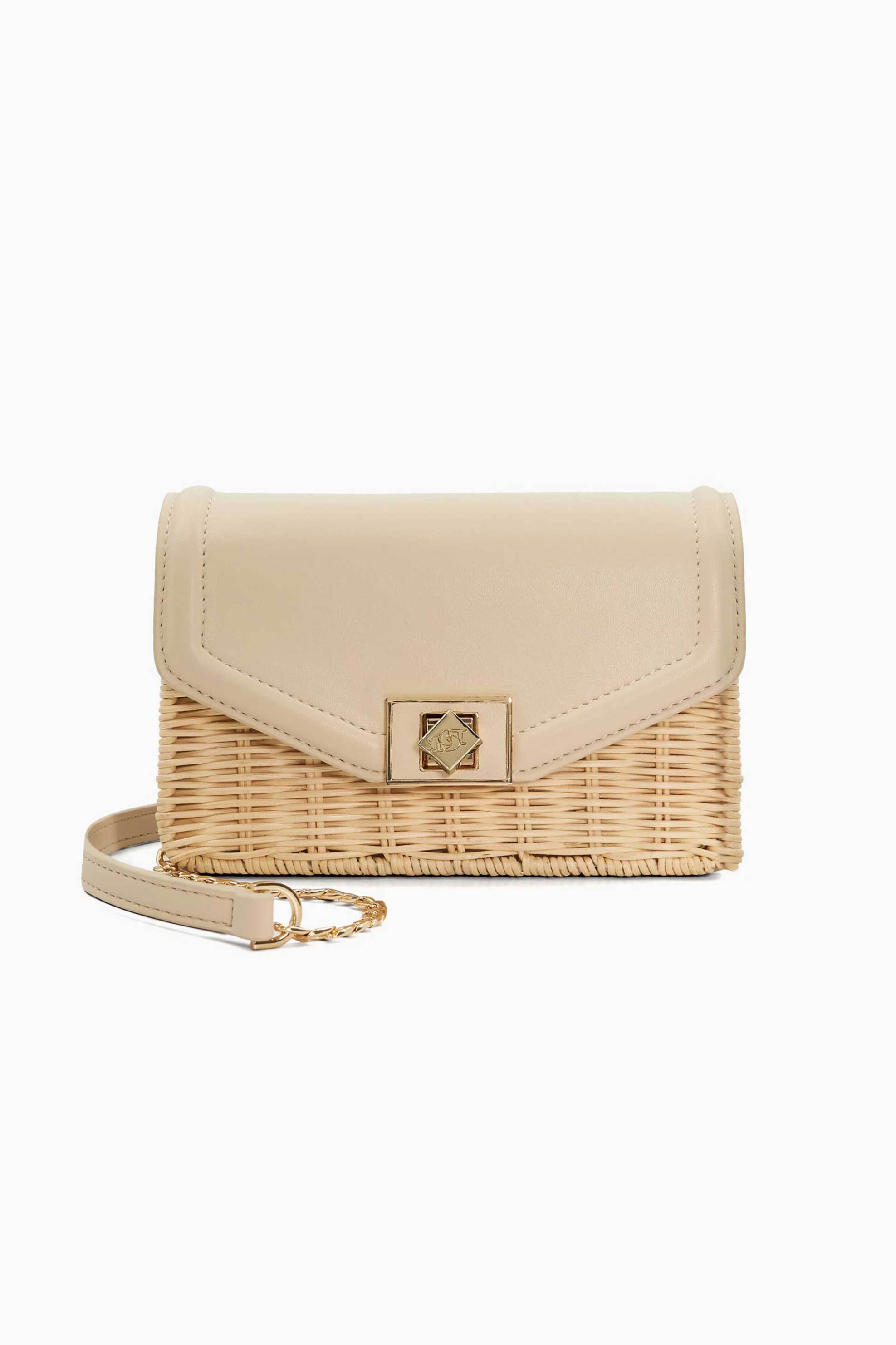 DUNE LONDON Dune London γυναικεία τσάντα crossbody δίχρωμη μερικώς ψάθινη "Dassia" - 0024500110033 Εκρού