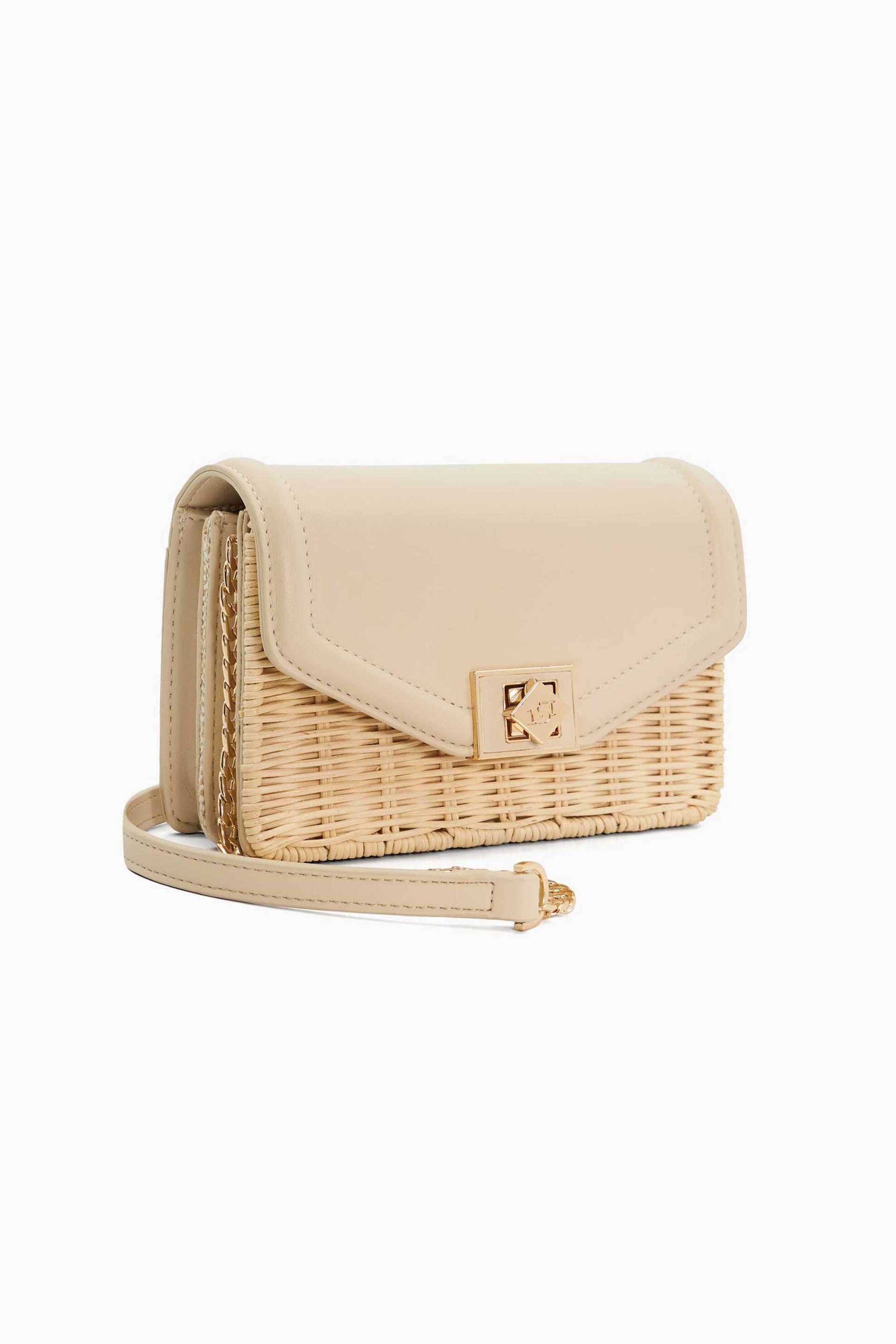 Dune London γυναικεία τσάντα crossbody δίχρωμη μερικώς ψάθινη "Dassia" - 0024500110033 Εκρού φωτογραφία