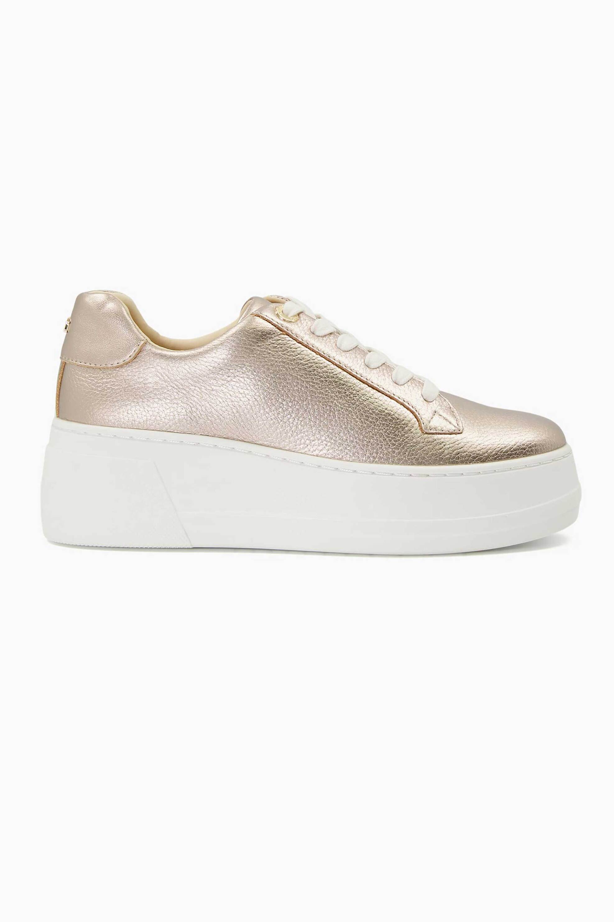DUNE LONDON Dune London γυναικεία δερμάτινα flatform sneakers μονόχρωμα με μεταλλική λεπτομέρεια "Episode" - 2026500620009 Χρυσό
