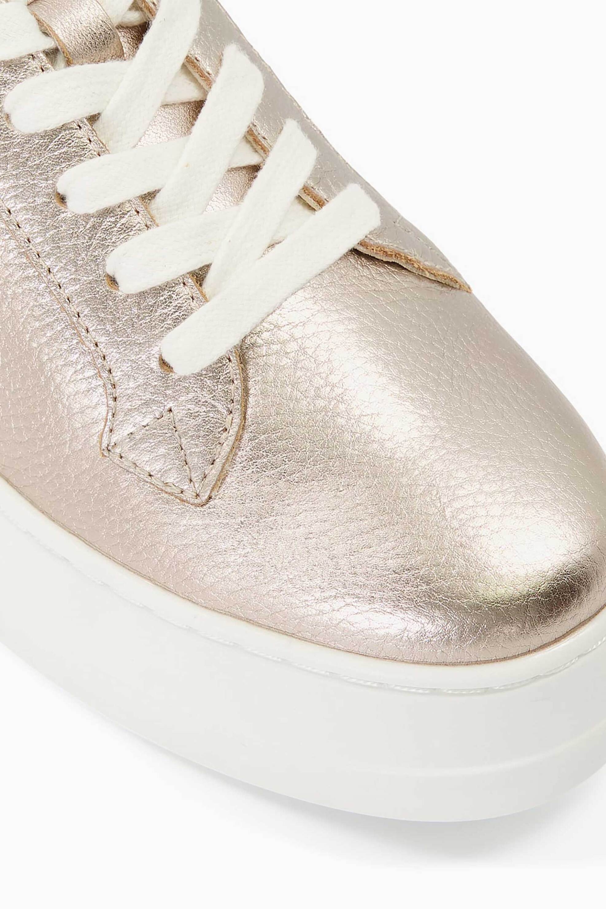 Dune London γυναικεία δερμάτινα flatform sneakers μονόχρωμα με μεταλλική λεπτομέρεια "Episode" - 2026500620009 Χρυσό φωτογραφία
