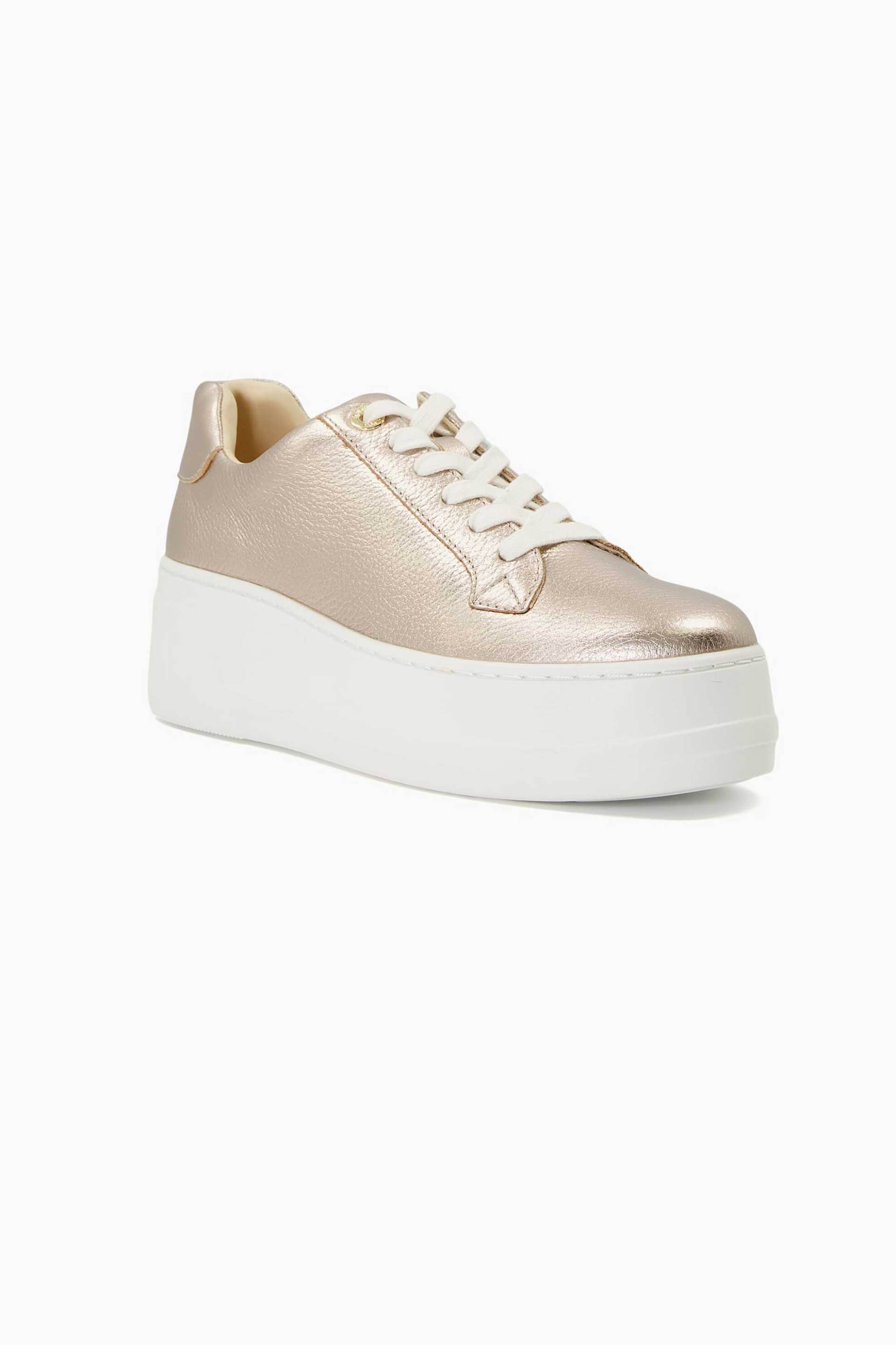 Dune London γυναικεία δερμάτινα flatform sneakers μονόχρωμα με μεταλλική λεπτομέρεια "Episode" - 2026500620009 Χρυσό φωτογραφία