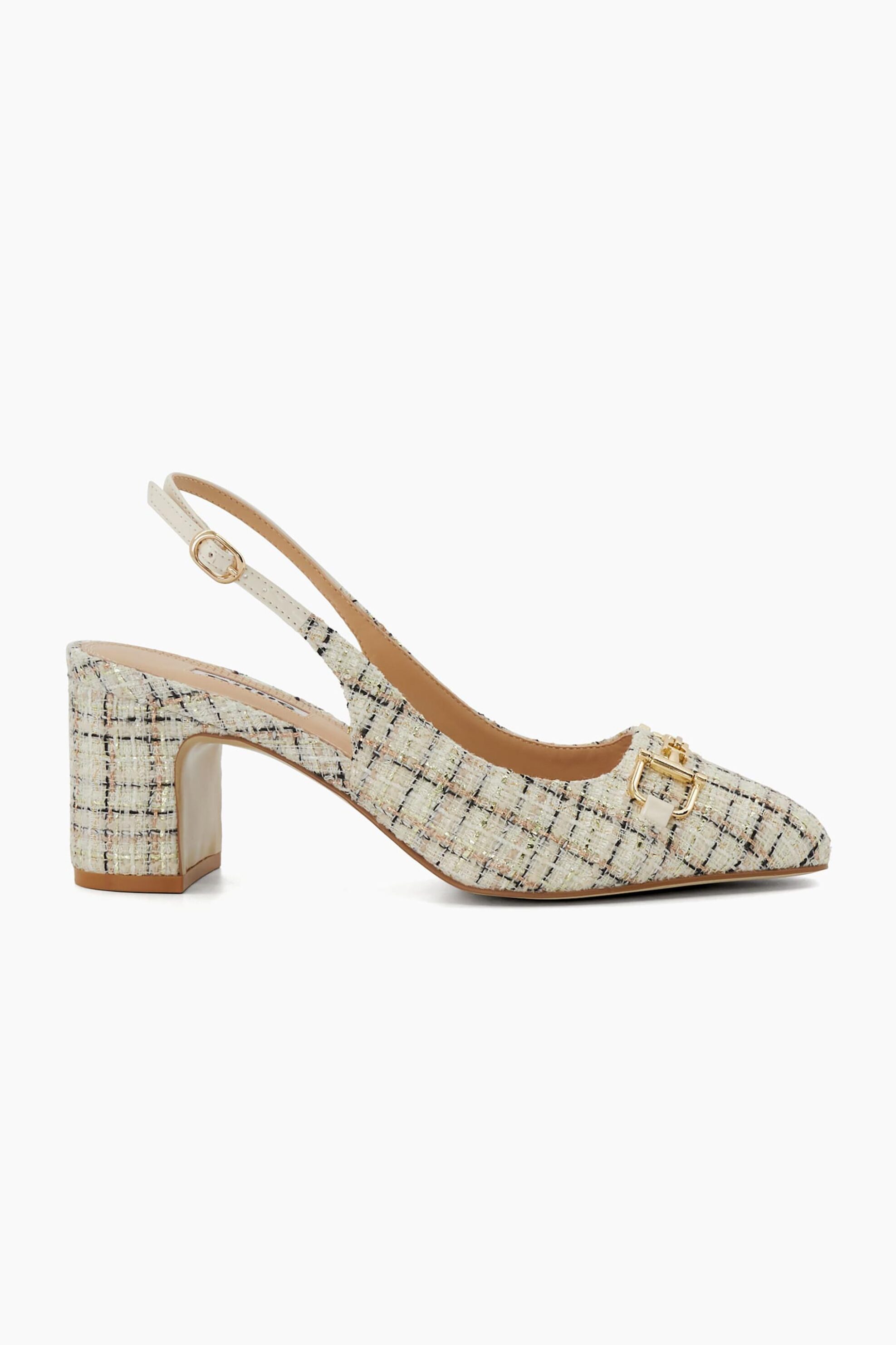 DUNE LONDON Dune London γυναικείες γόβες με boucle ύφασμα και μεταλλική αγκράφα "Choices" - 0093503940048 Κρέμ