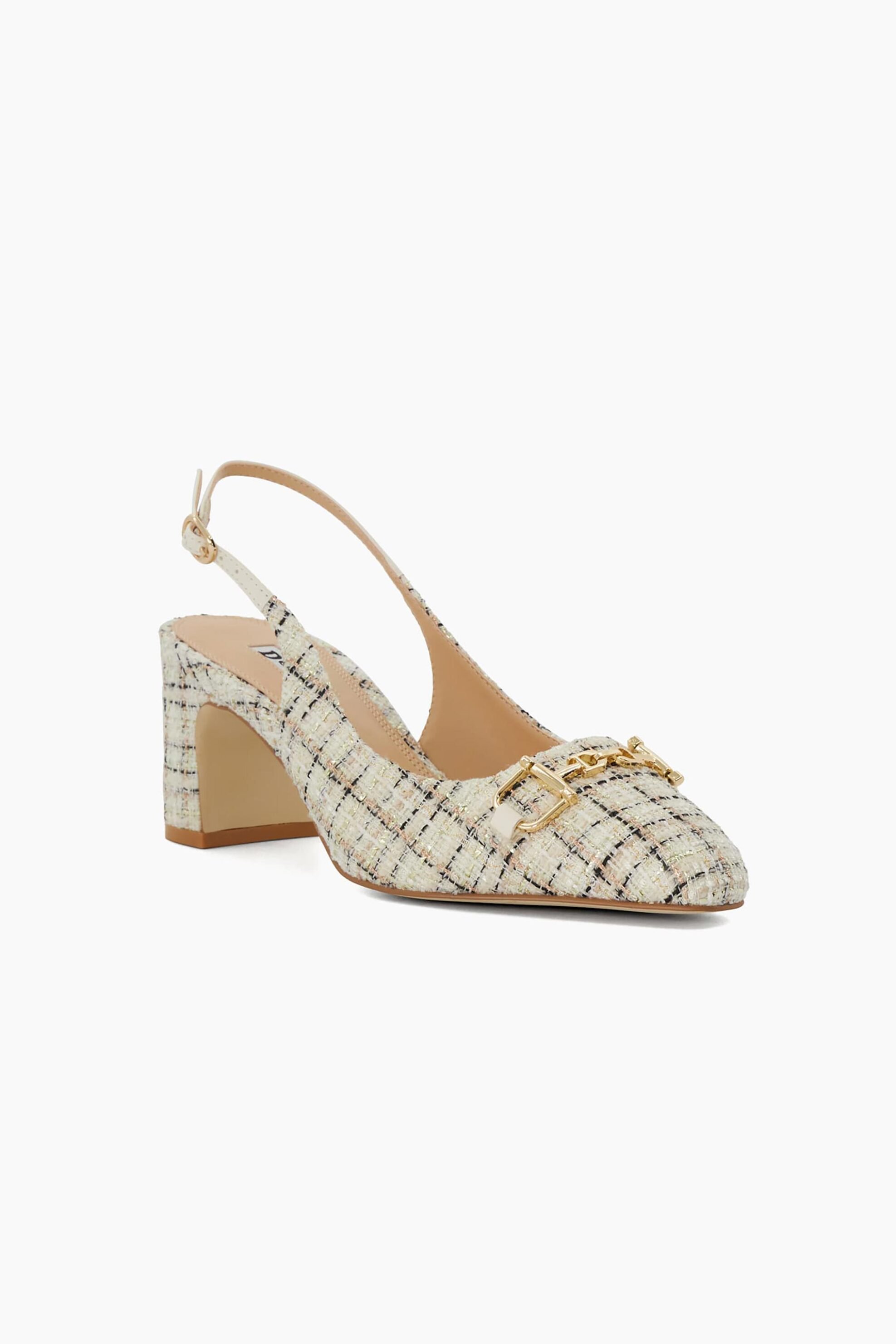 DUNE LONDON Dune London γυναικείες γόβες με boucle ύφασμα και μεταλλική αγκράφα "Choices" - 0093503940048 Κρέμ - 3