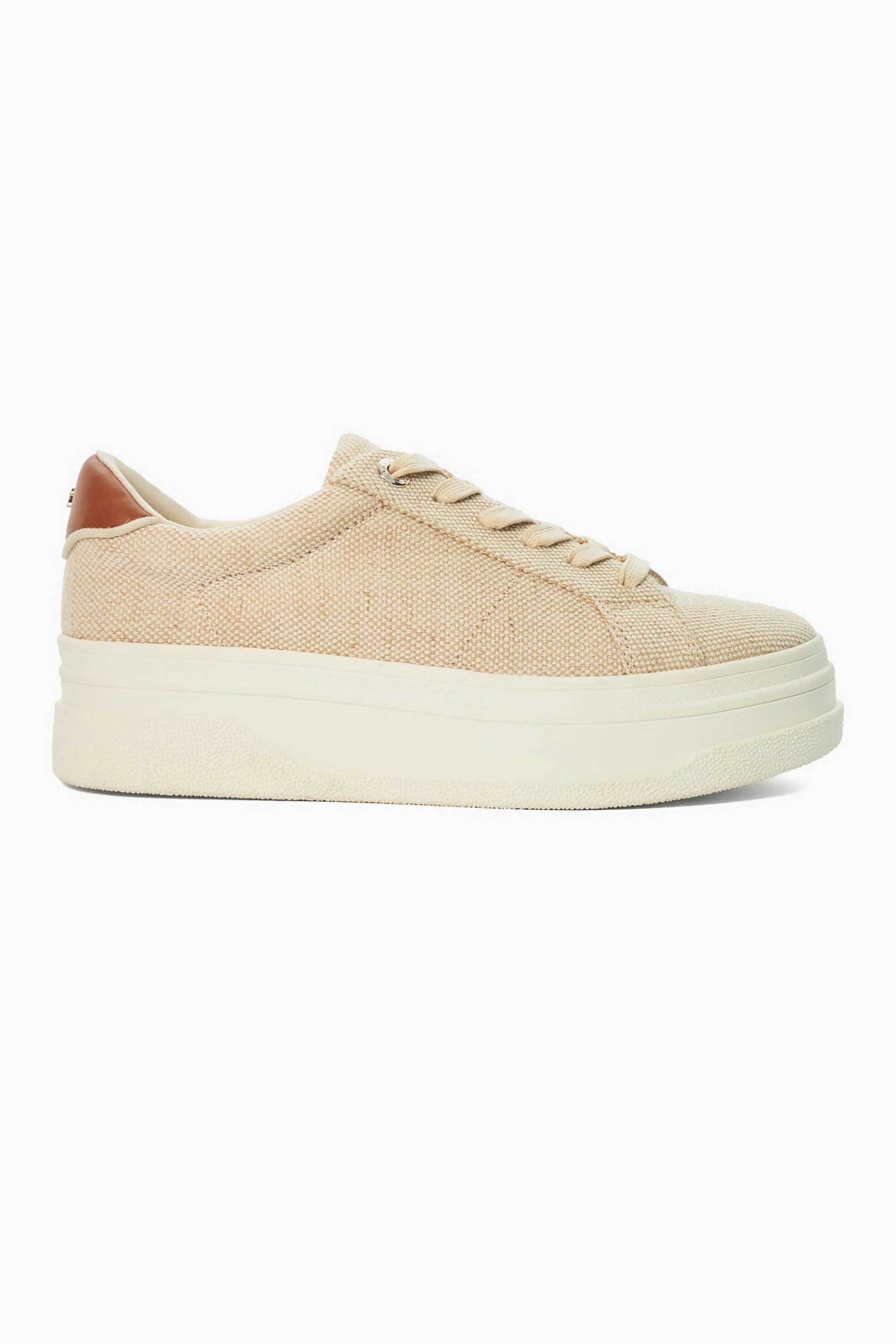 DUNE LONDON Dune London γυναικεία flatform sneakers μονόχρωμα με μεταλλική λεπτομέρεια "Exaggerate" - 2026506660033 Μπεζ