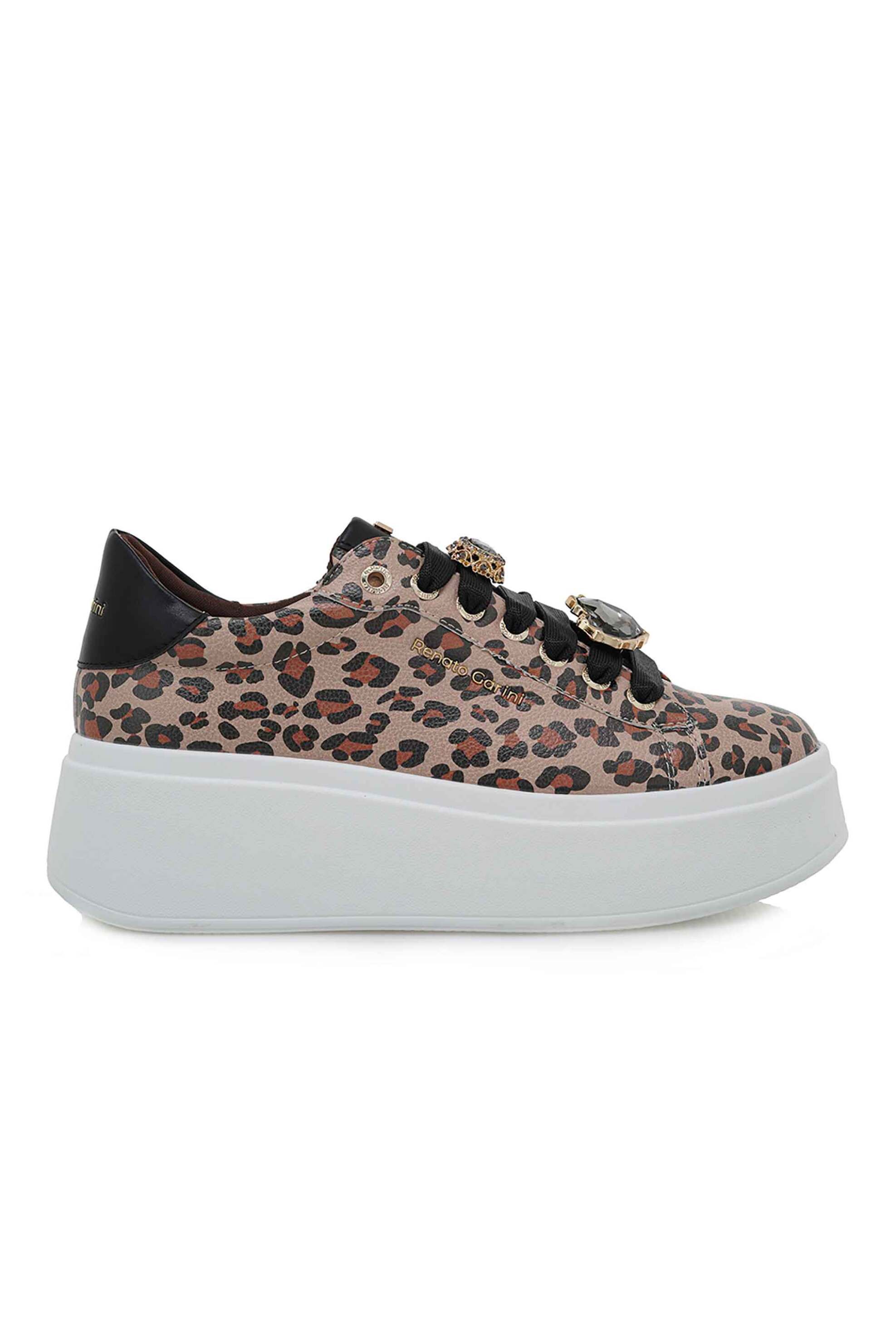 RENATO GARINI Renato Garini γυναικεία sneakers με μεταλλικό λογότυπο και leopard print - U119R579327L Μπεζ