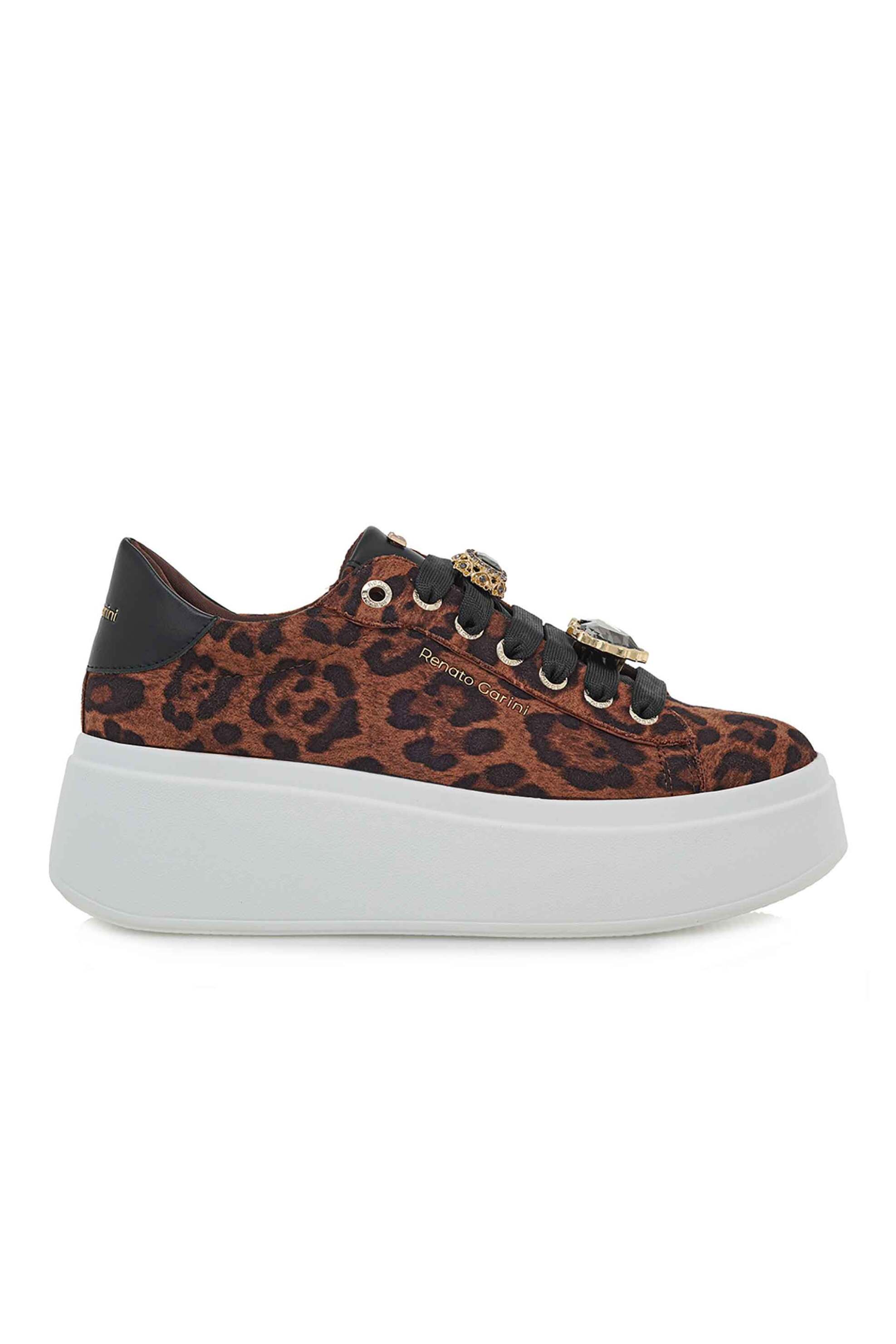 RENATO GARINI Renato Garini γυναικεία sneakers με μεταλλικό λογότυπο και leopard print - U119R579388M Καφέ