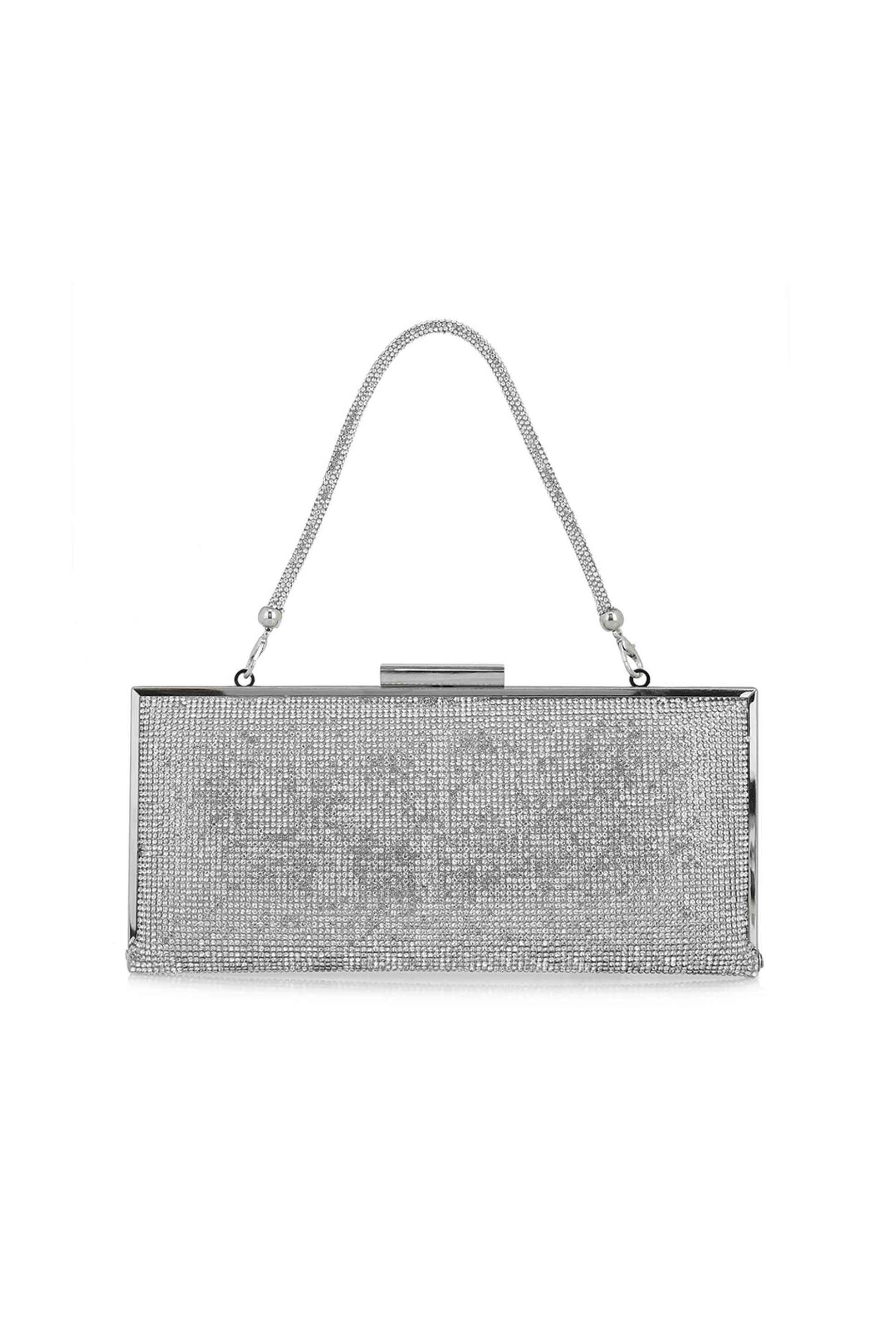 EXE Exe γυναικείο clutch τσαντάκι με στρας - U67000529E94 Ασημί