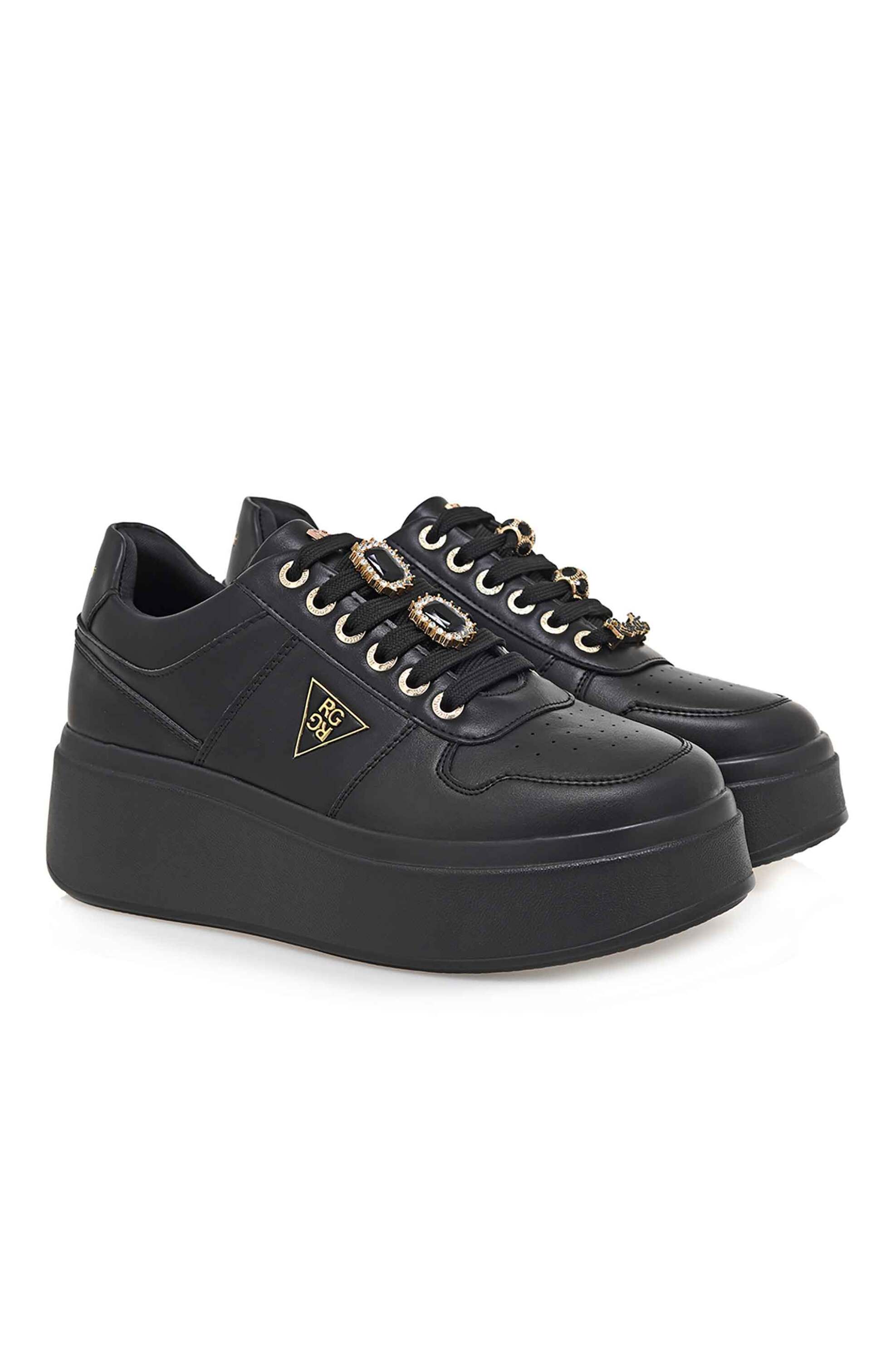 Renato Garini γυναικεία sneakers με μεταλλικό λογότυπο - U119R5553001 Μαύρο φωτογραφία