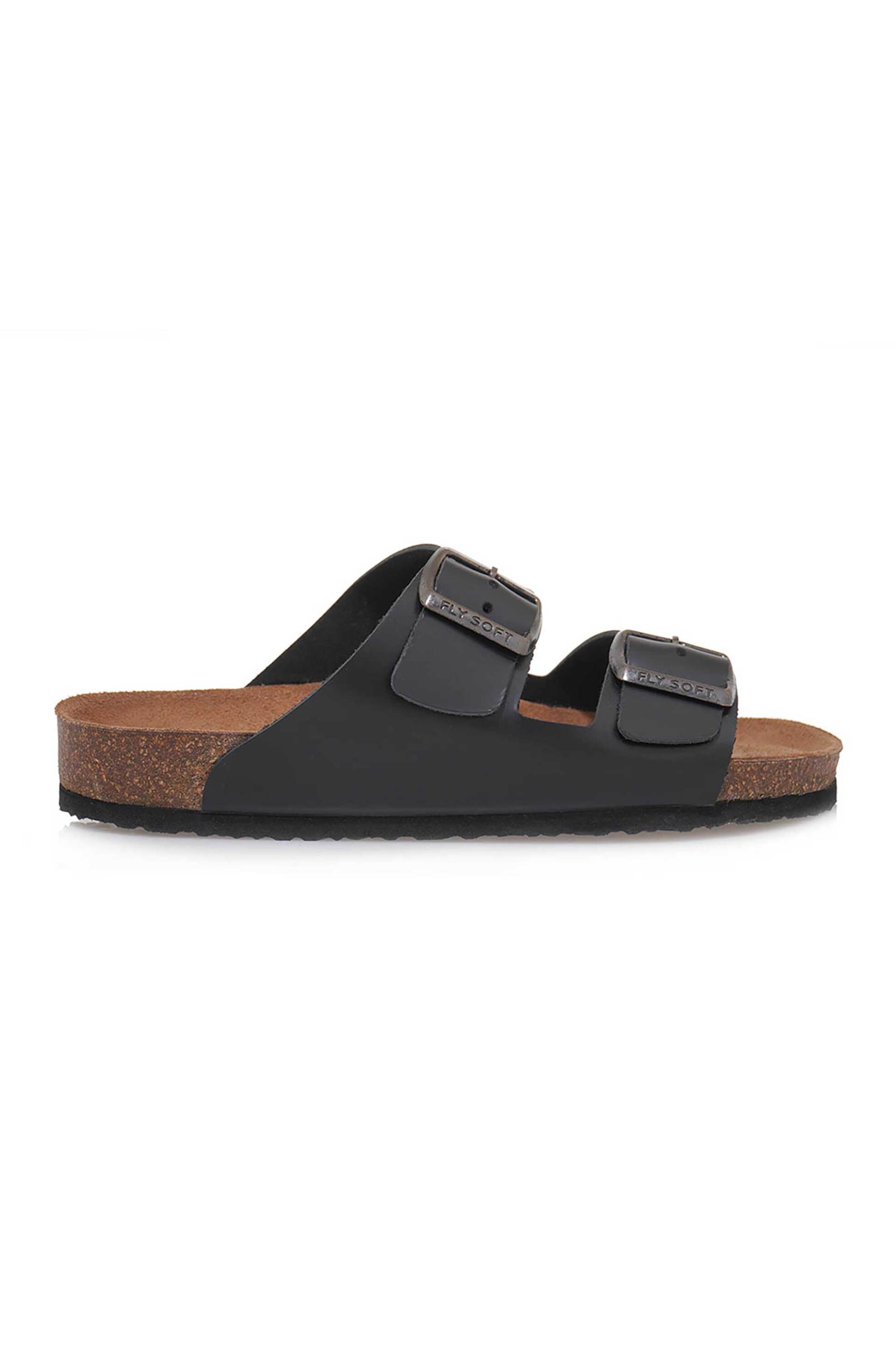 FLY SOFT Fly Soft γυναικεία δερμάτινα σανδάλια μονόχρωμα - U492B9031002 Μαύρο