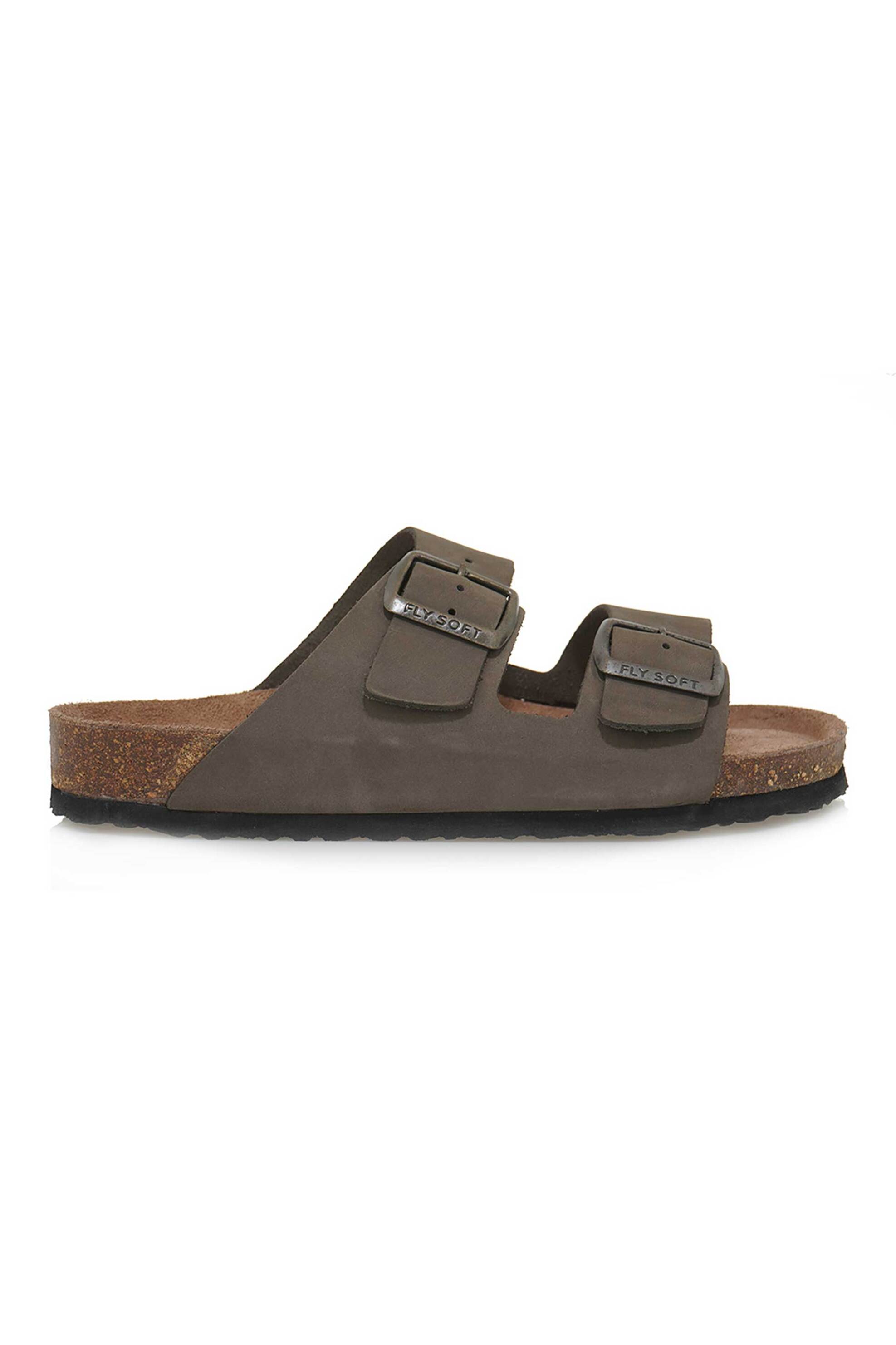 FLY SOFT Fly Soft γυναικεία δερμάτινα σανδάλια μονόχρωμα - U492B903146W Χακί