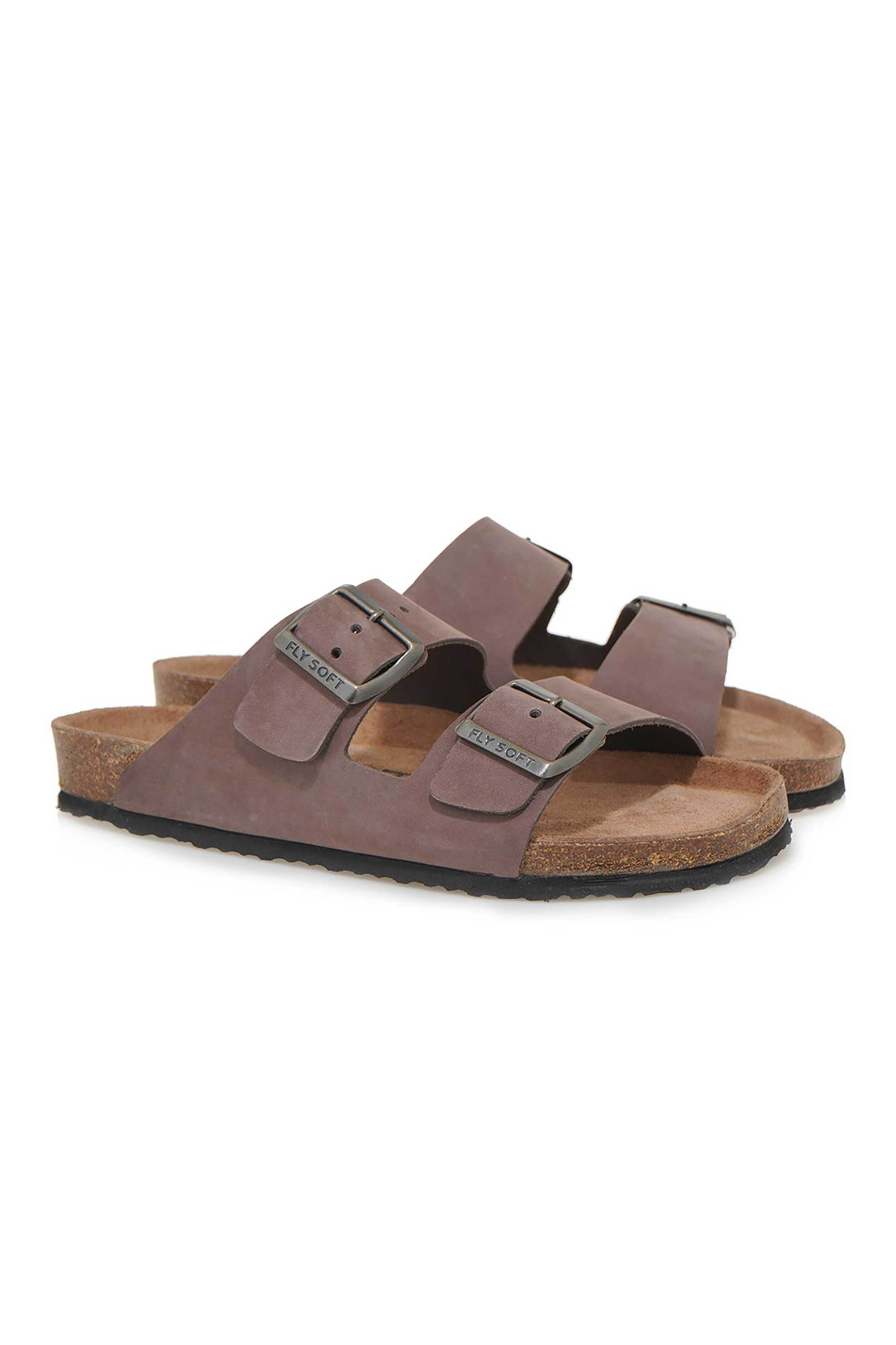 Fly Soft γυναικεία δερμάτινα σανδάλια μονόχρωμα - U492B9031503 Καφέ φωτογραφία