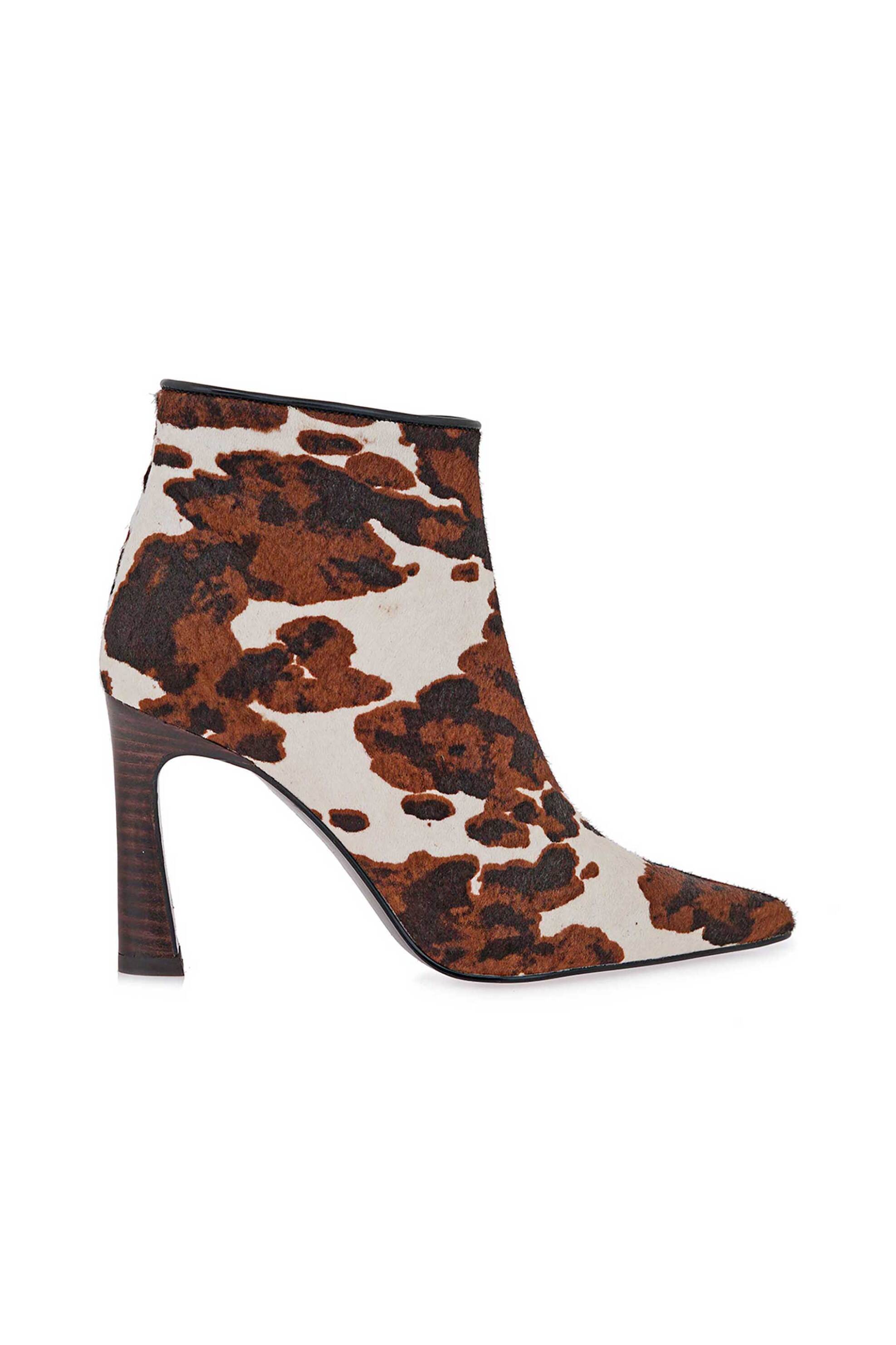 EXE Exe γυναικεία μποτάκια με τακούνι cow pony - V370090955T5 Εκρού