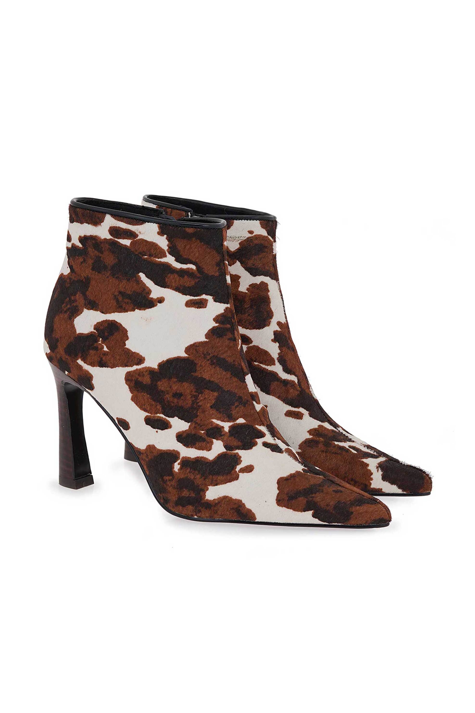 Exe γυναικεία μποτάκια με τακούνι cow pony - V370090955T5 Εκρού φωτογραφία