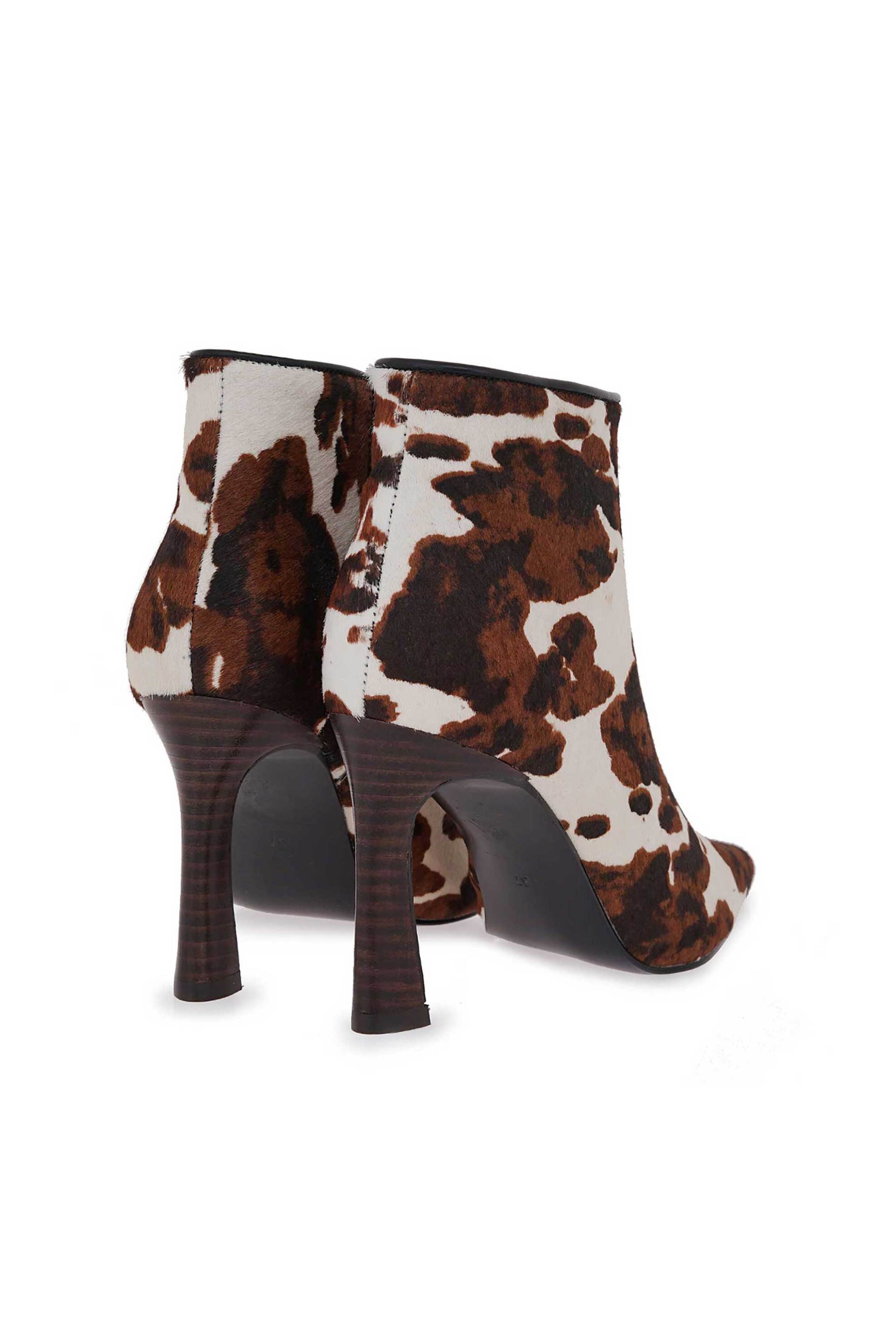 Exe γυναικεία μποτάκια με τακούνι cow pony - V370090955T5 Εκρού φωτογραφία